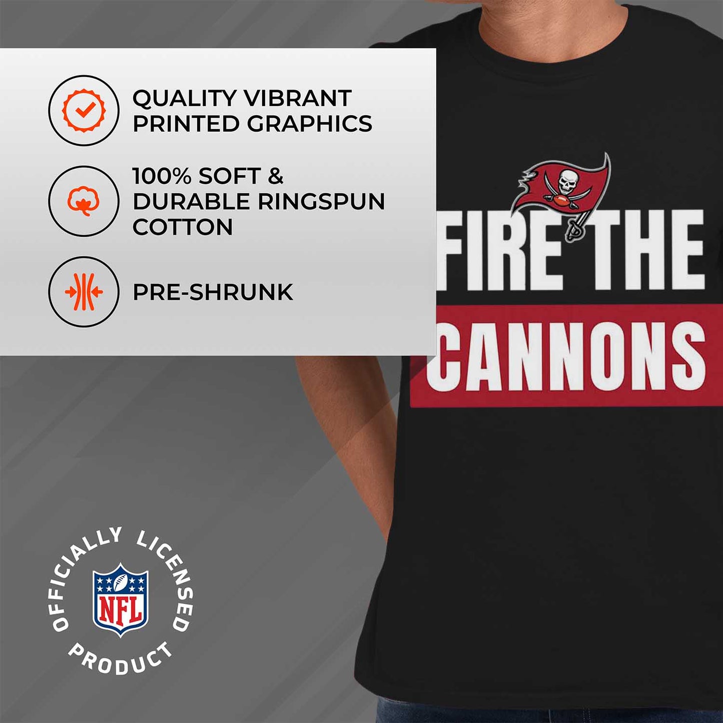 Tampa Bay Buccaneers NFL Adult Team Slogan Unisex T-Shirt - Black