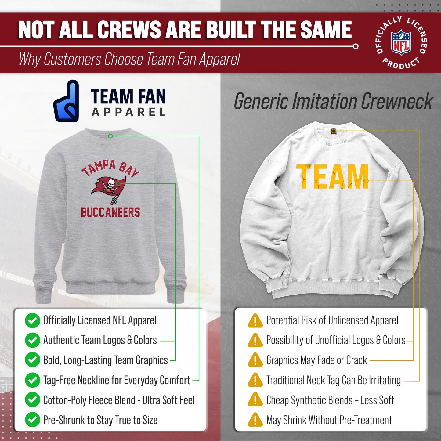 Tampa Bay Buccaneers NFL Adult Gameday Football Crewneck Sweatshirt - Gray