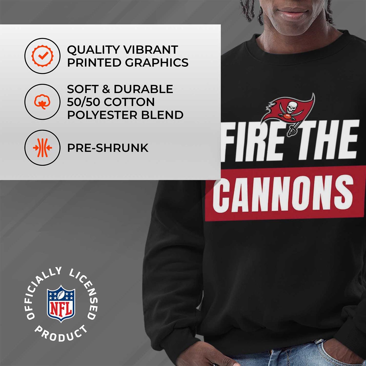 Tampa Bay Buccaneers NFL Adult Slogan Crewneck Sweatshirt - Black