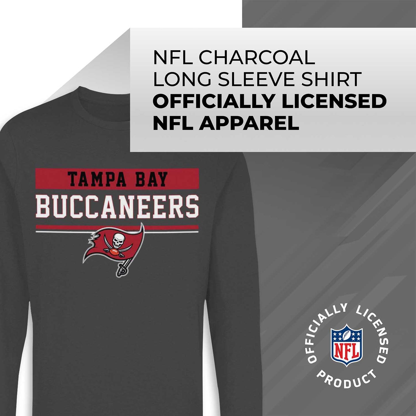 Tampa Bay Buccaneers NFL Adult Charcoal Long Sleeve T Shirt - Charcoal