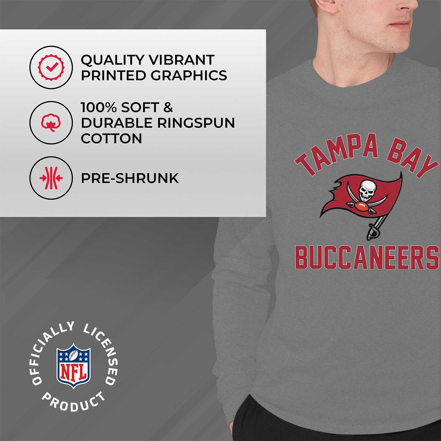Tampa Bay Buccaneers NFL Gameday Adult Long Sleeve Shirt - Sport Gray