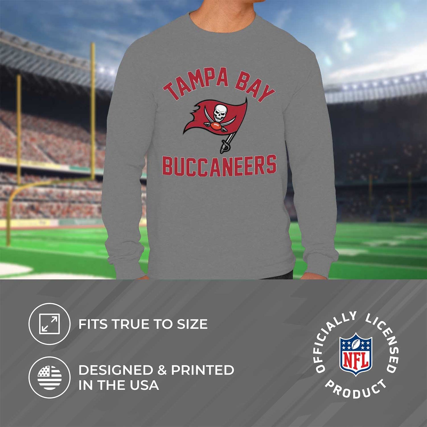 Tampa Bay Buccaneers NFL Gameday Adult Long Sleeve Shirt - Sport Gray
