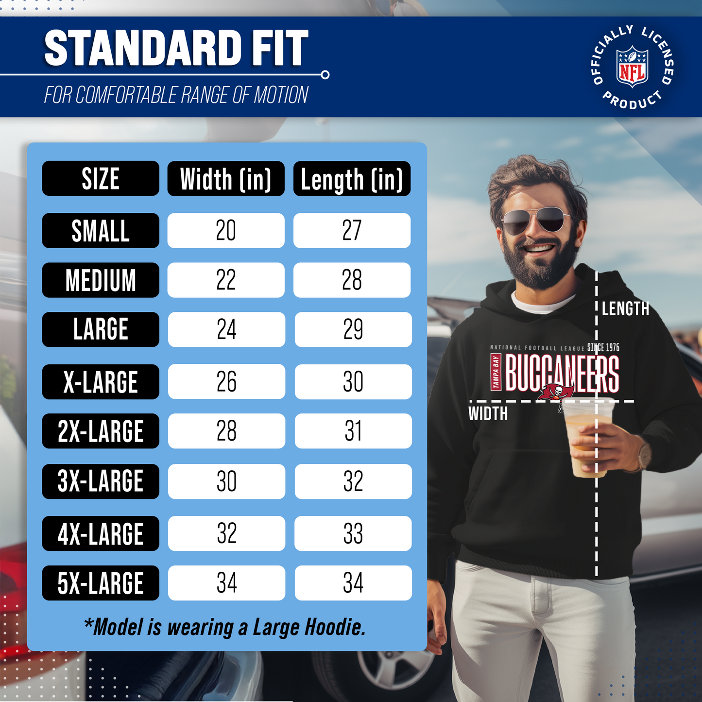 Tampa Bay Buccaneers NFL Adult Unisex Modern Endzone Soft Fleece Hooded Sweatshirt - Black