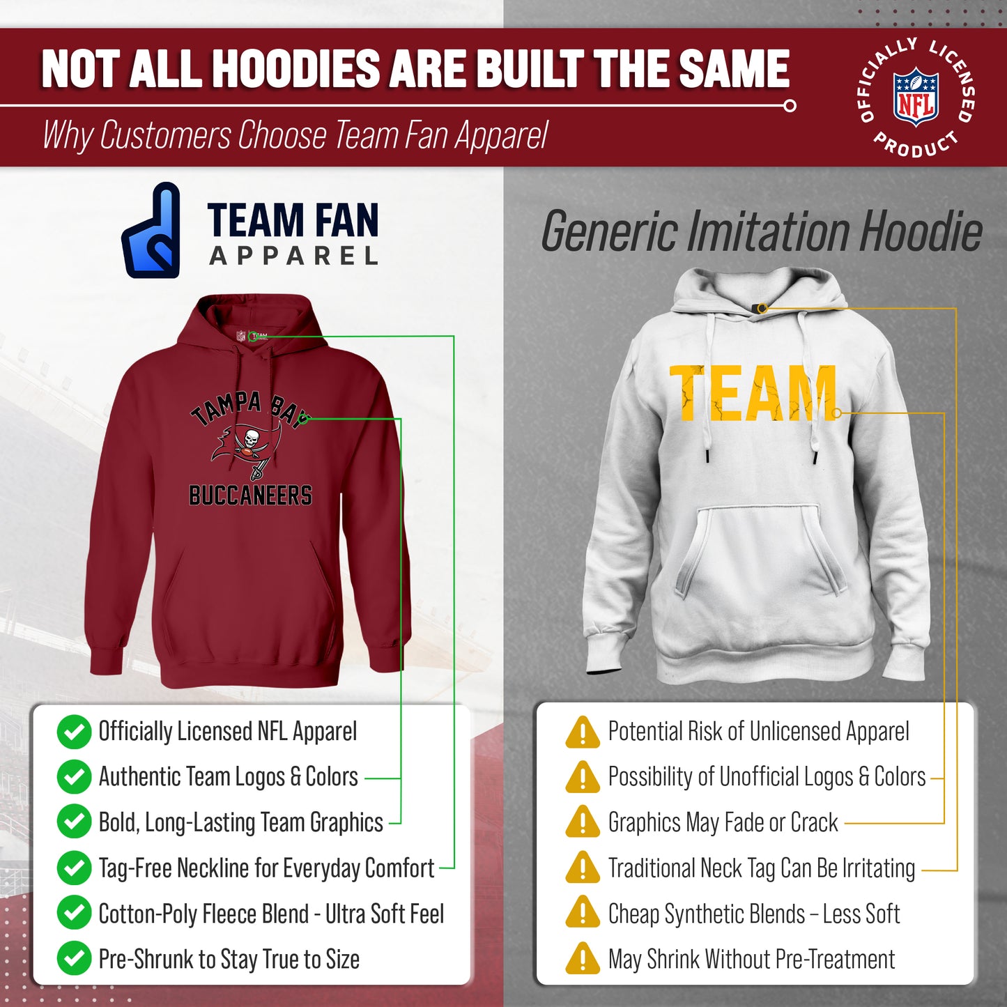 Tampa Bay Buccaneers NFL Adult Gameday Hooded Sweatshirt - Cardinal