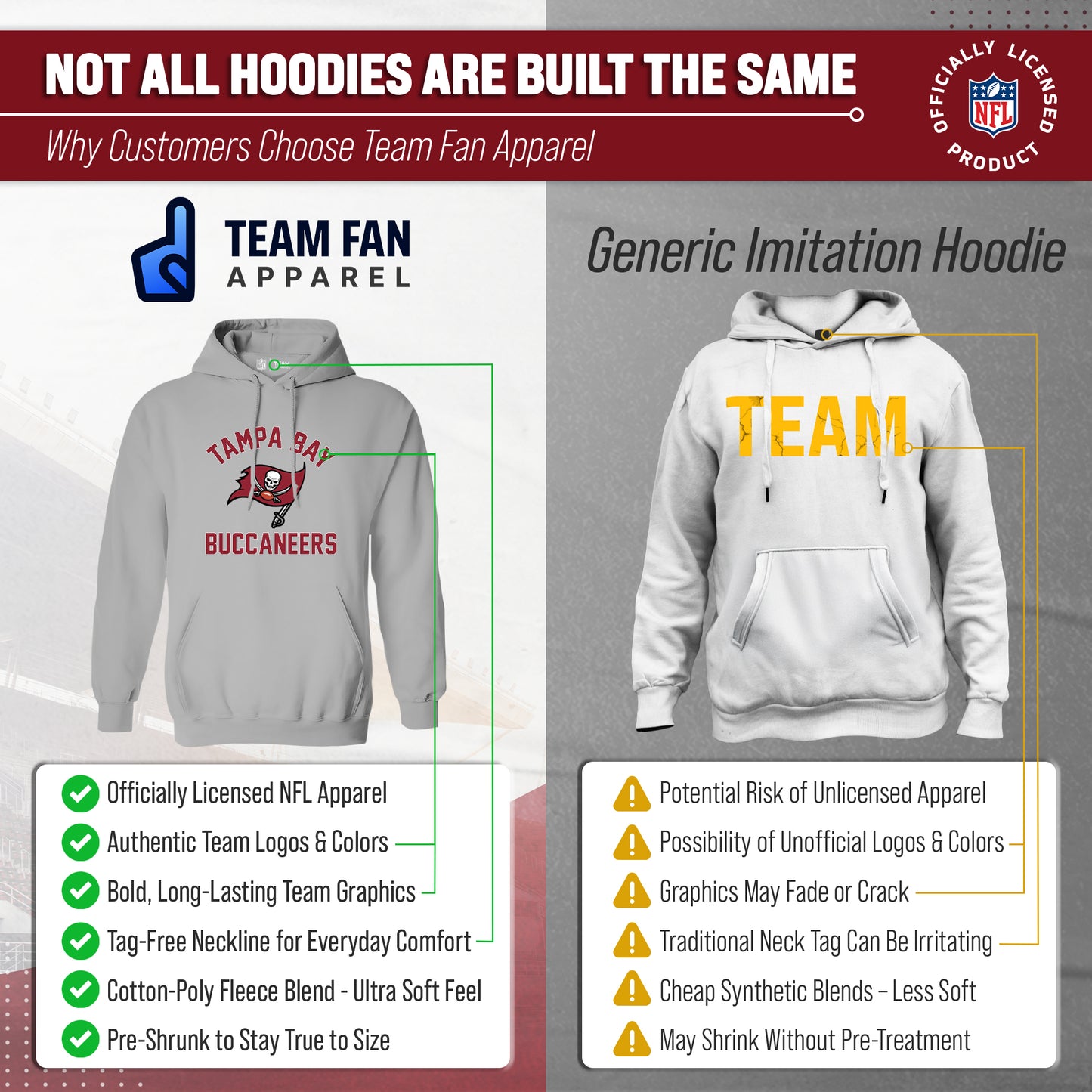 Tampa Bay Buccaneers NFL Adult Gameday Hooded Sweatshirt - Gray