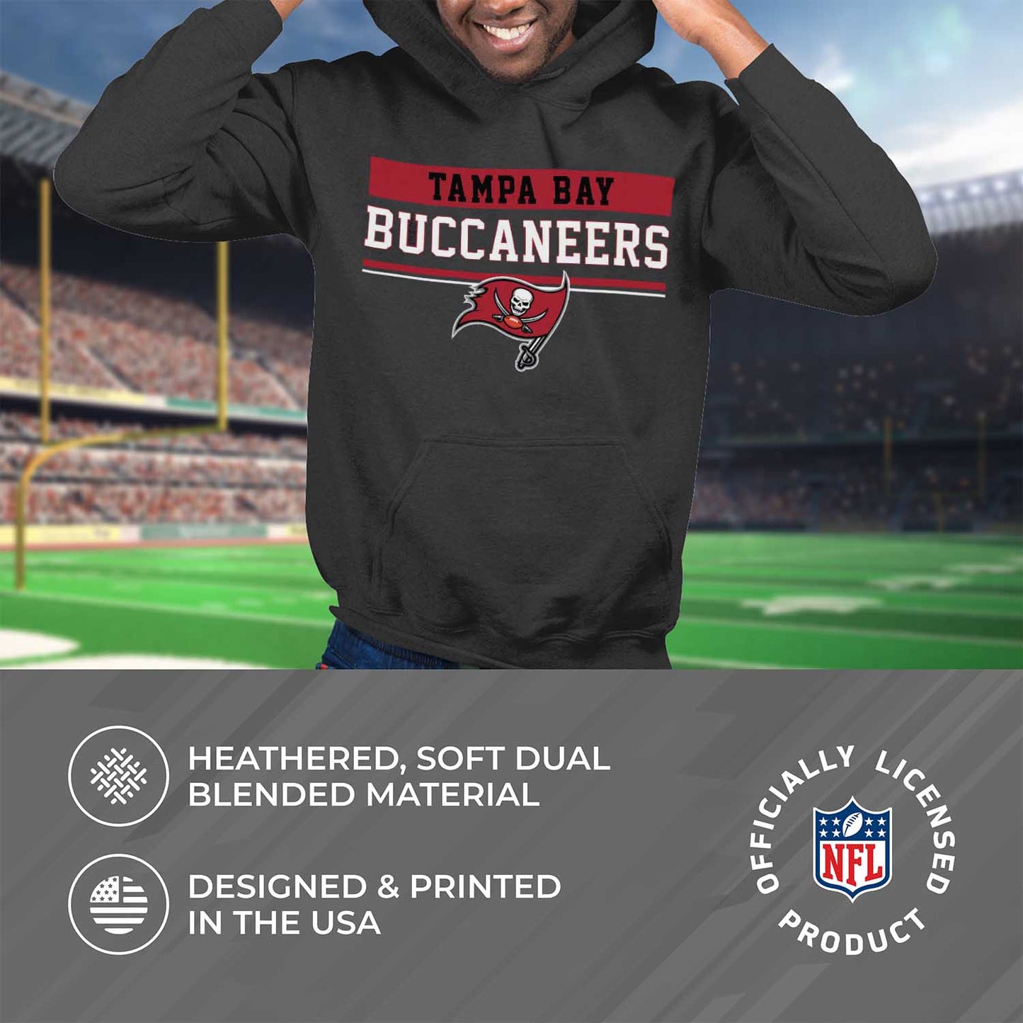 Tampa Bay Buccaneers NFL Adult Gameday Charcoal Hooded Sweatshirt - Charcoal
