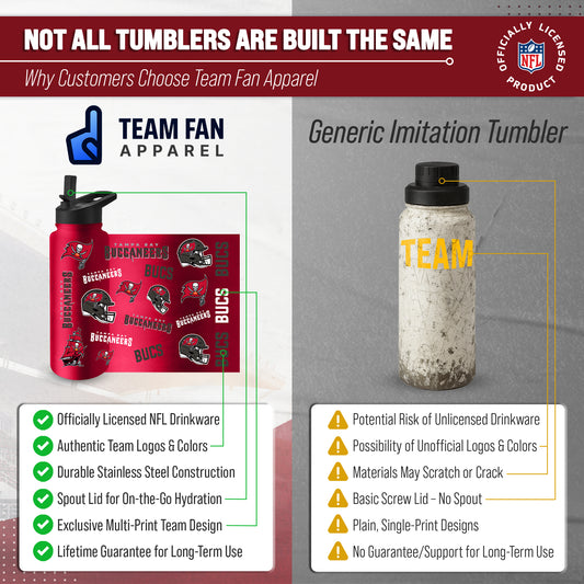 Tampa Bay Buccaneers NFL 34oz Quencher Stainless Steel Insulated Water Bottle - Red