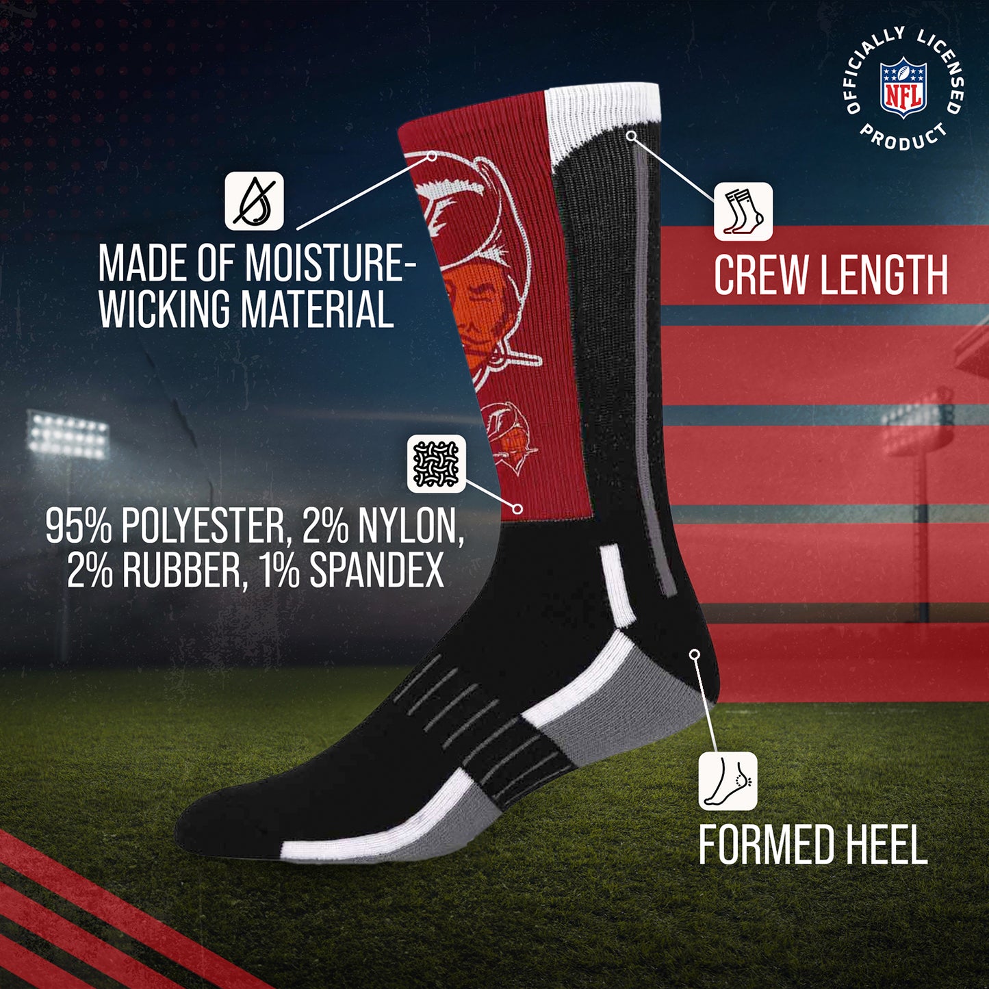 Tampa Bay Buccaneers NFL V Curve Socks - Team Color