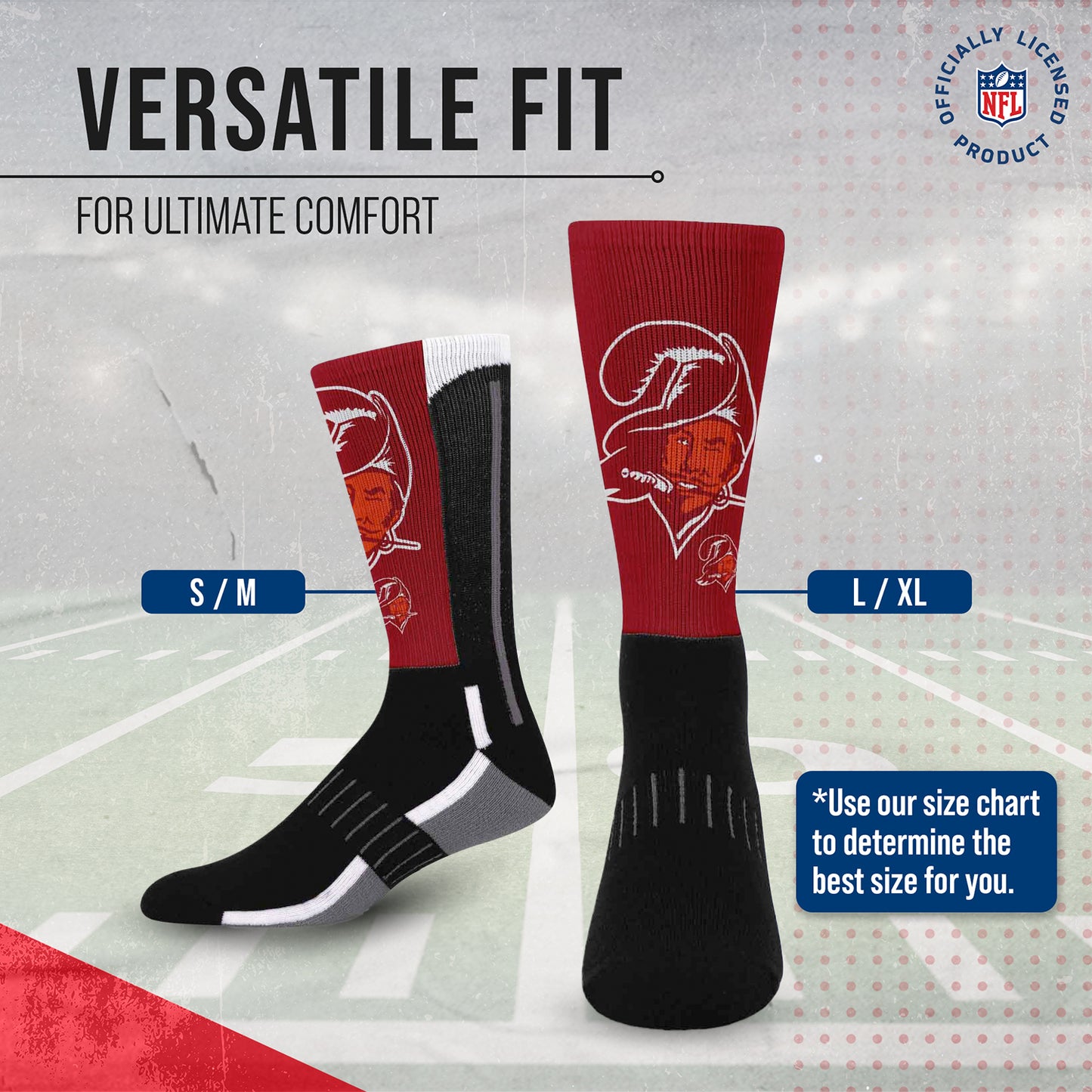 Tampa Bay Buccaneers NFL V Curve Socks - Team Color