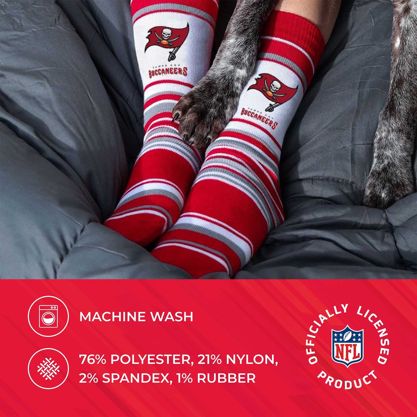 Tampa Bay Buccaneers NFL Adult Striped Dress Socks - Red