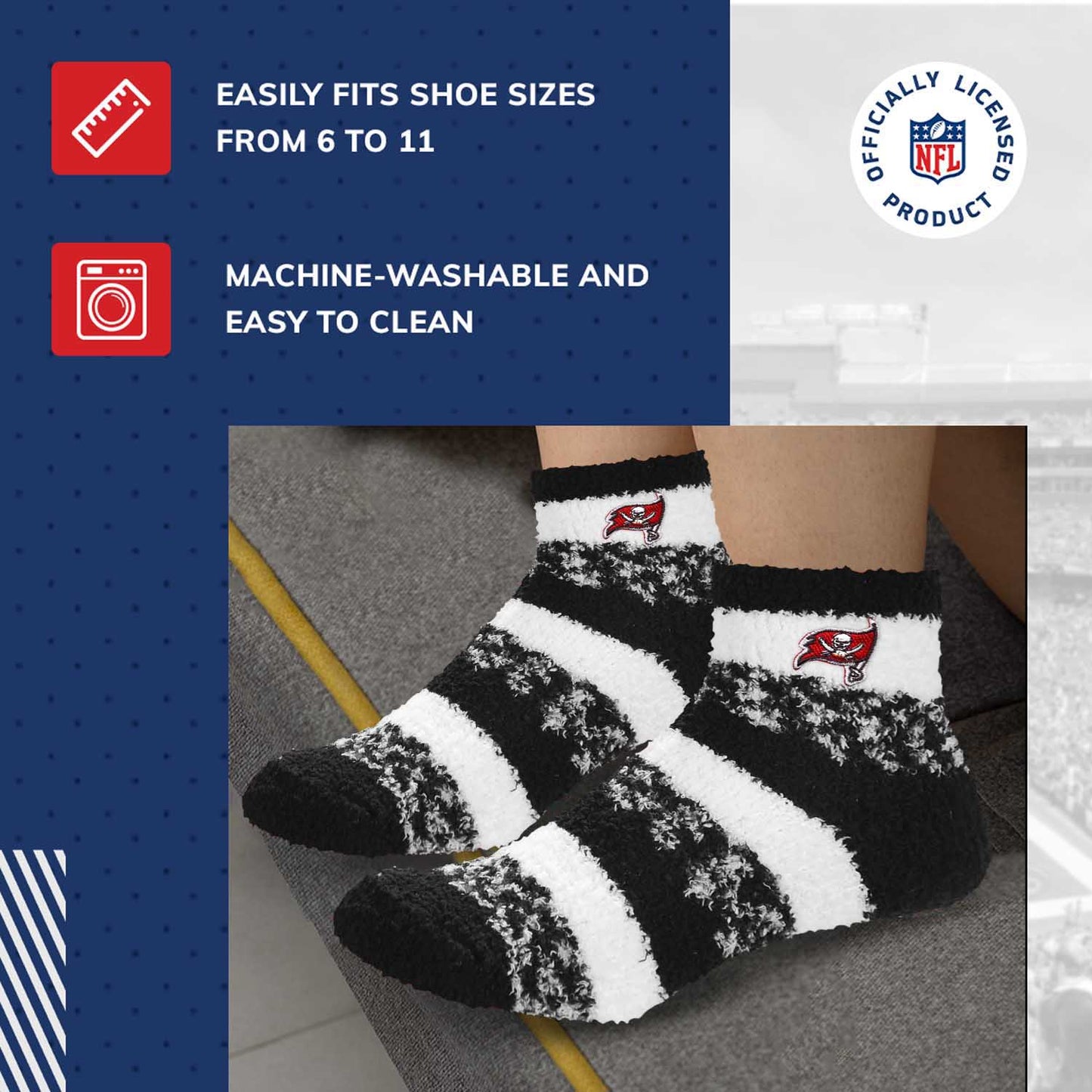 Tampa Bay Buccaneers NFL Cozy Soft Slipper Socks - Black
