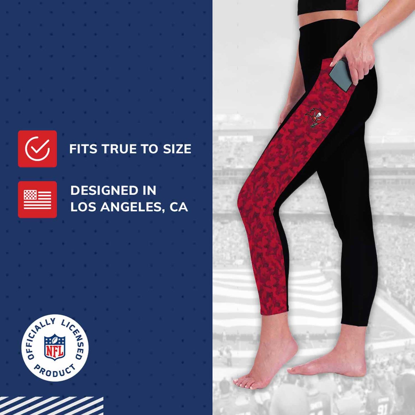 Tampa Bay Buccaneers NFL High Waisted Leggings for Women - Black