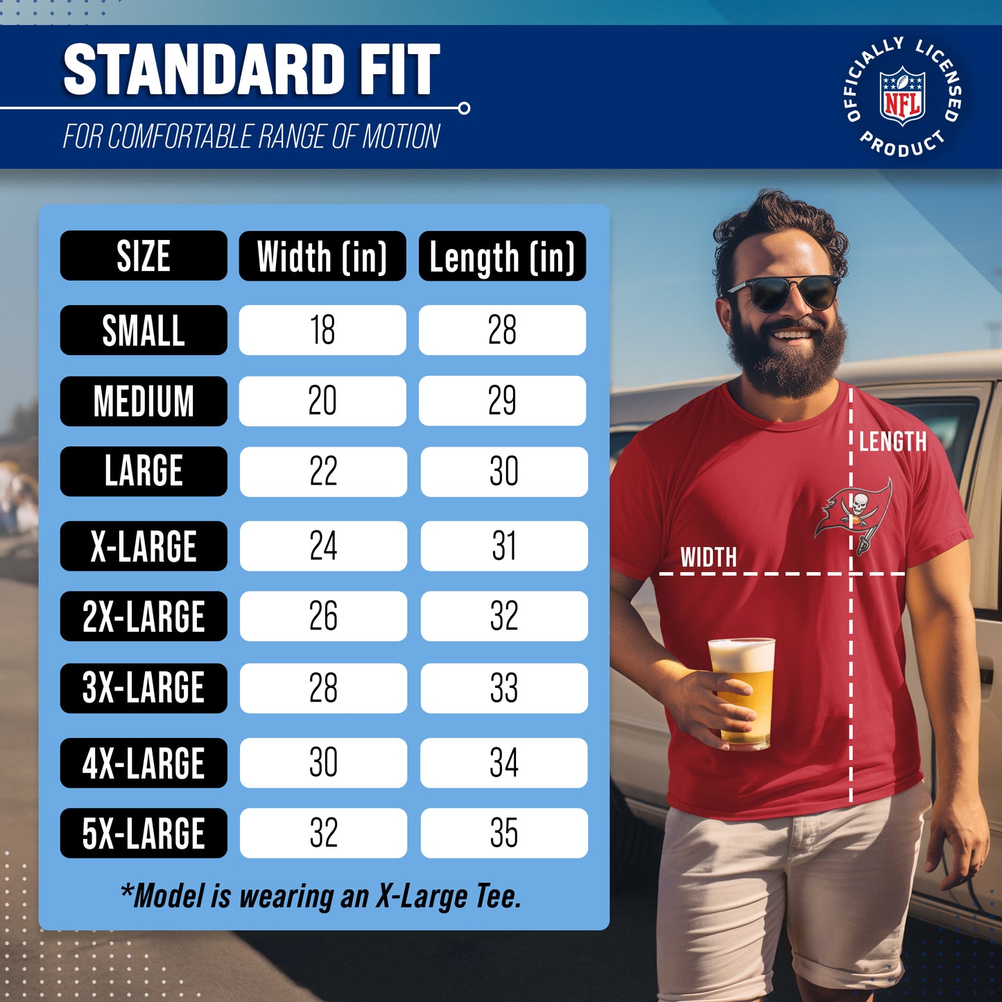 Tampa Bay Buccaneers NFL Pro Football Final Countdown Adult Cotton-Poly Short Sleeved T-Shirt For Men & Women - Cardinal