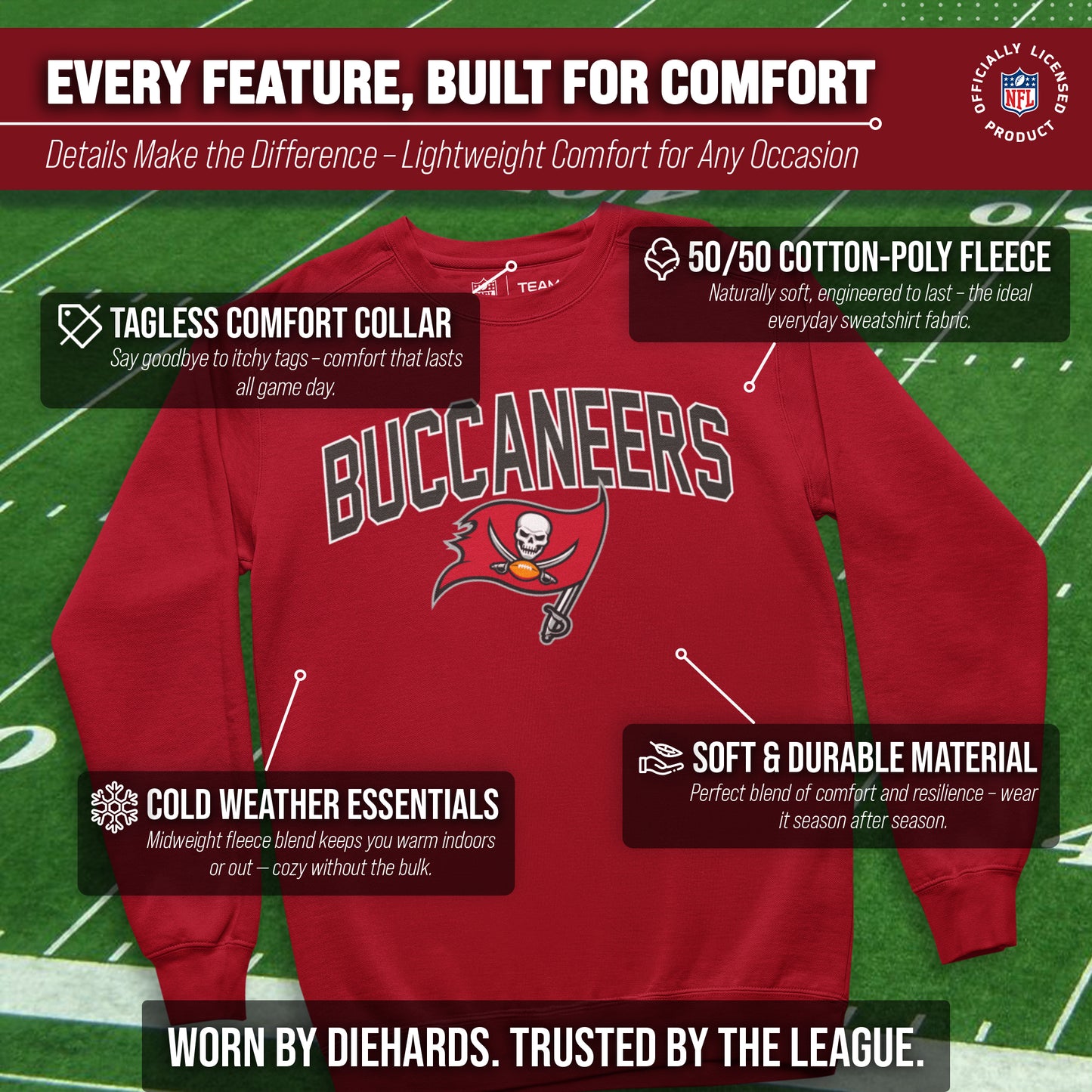 Tampa Bay Buccaneers NFL Home Team Crew - Cardinal