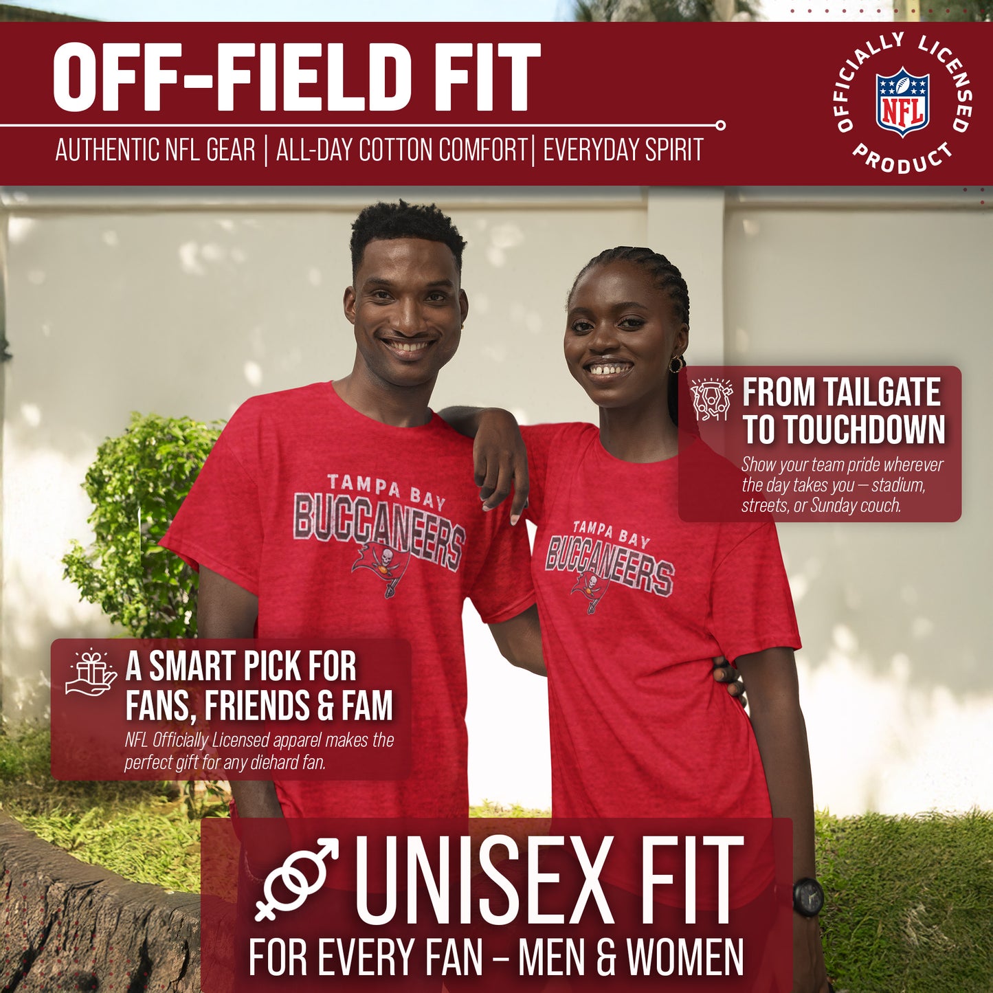 Tampa Bay Buccaneers NFL Starting Fresh Short Sleeve Heather T-Shirt - Cardinal