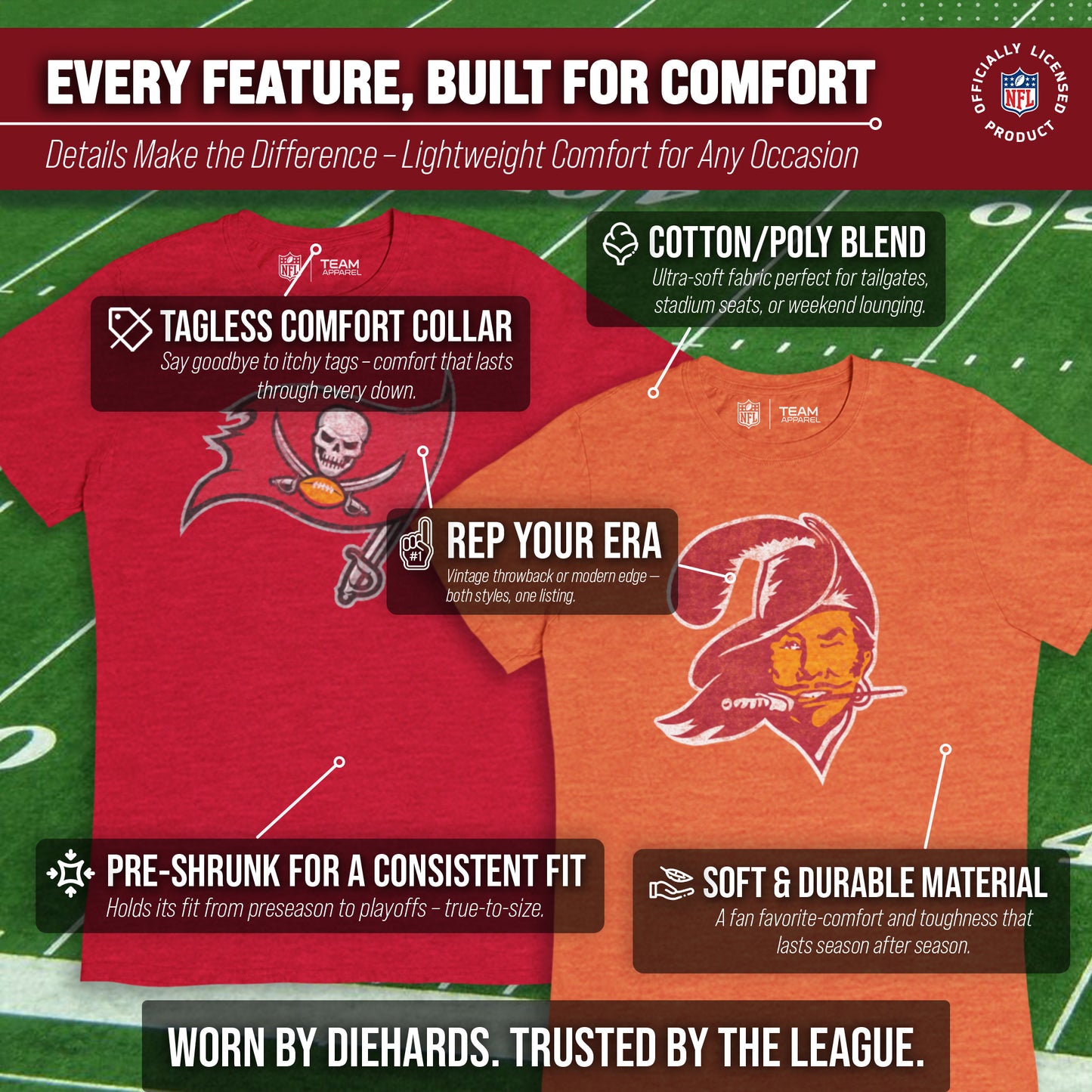 Tampa Bay Buccaneers NFL Modern Throwback T-shirt - Orange