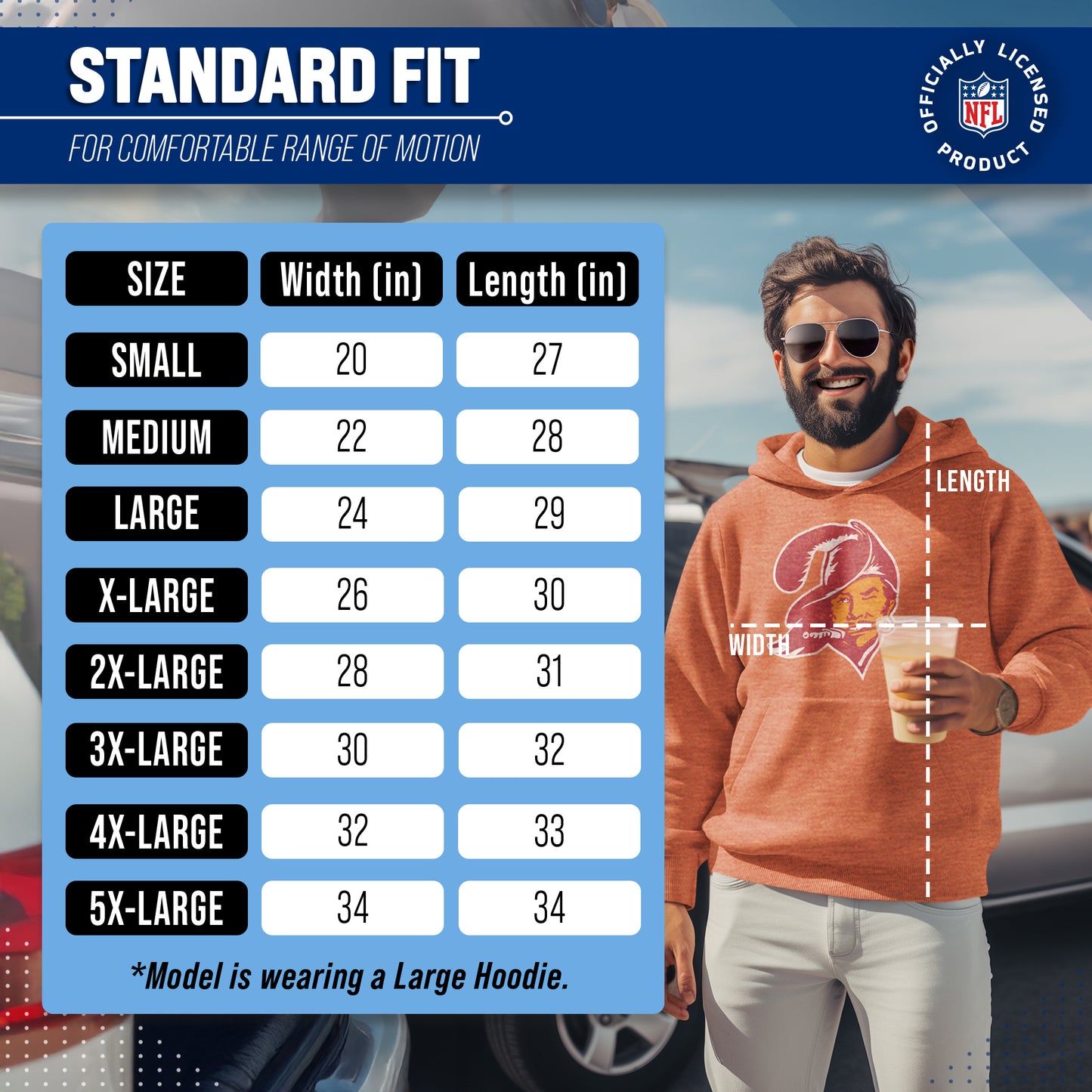 Tampa Bay Buccaneers NFL Adult Unisex Modern Throwback Ultra Soft Fleece Hooded Sweatshirt - Orange