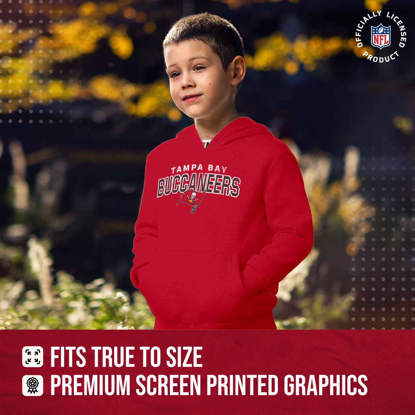 Tampa Bay Buccaneers NFL Youth Starting Fresh Hoodie- Pro Football Sweatshirt for Boys and Girls - Red