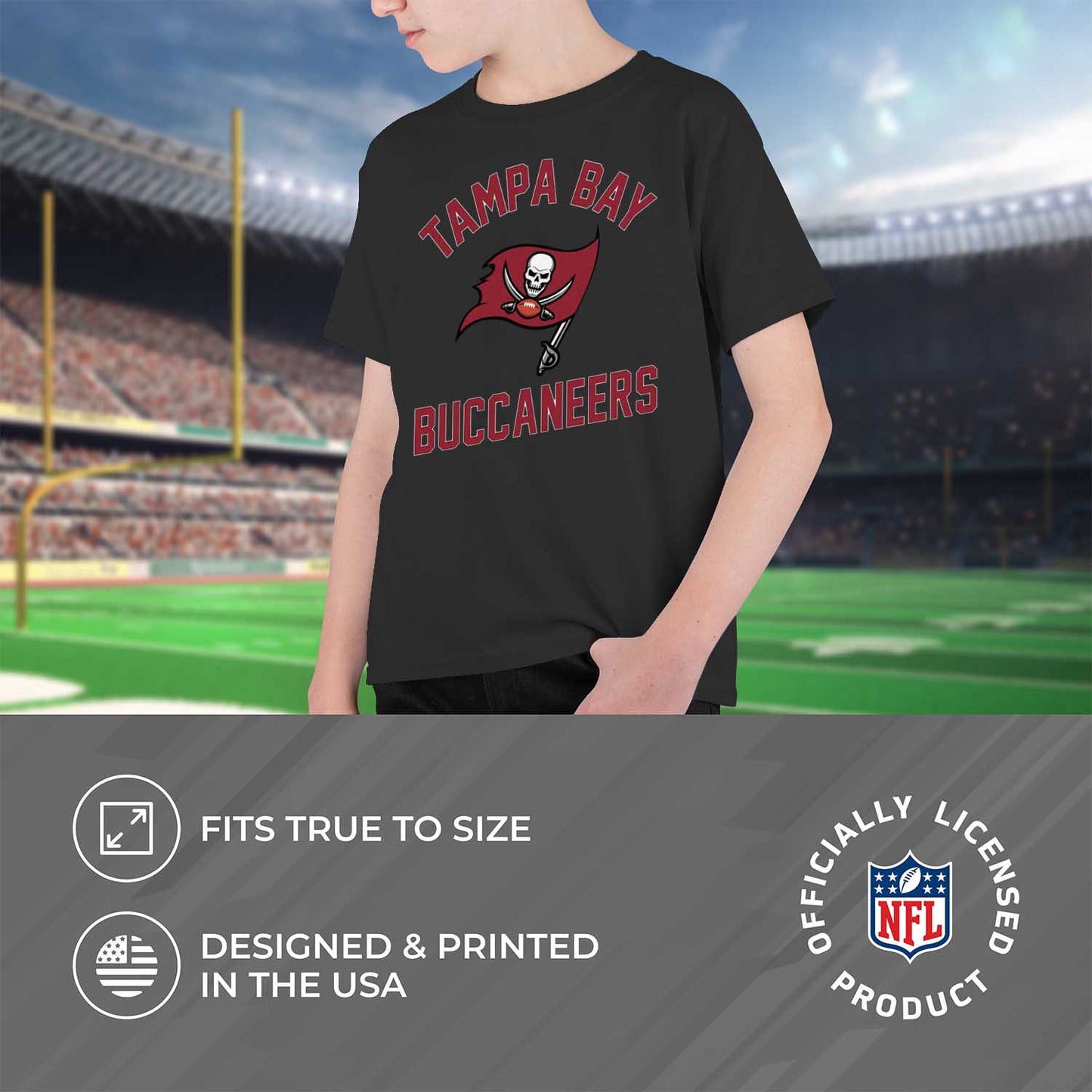 Tampa Bay Buccaneers NFL Youth Gameday Football T-Shirt - Black