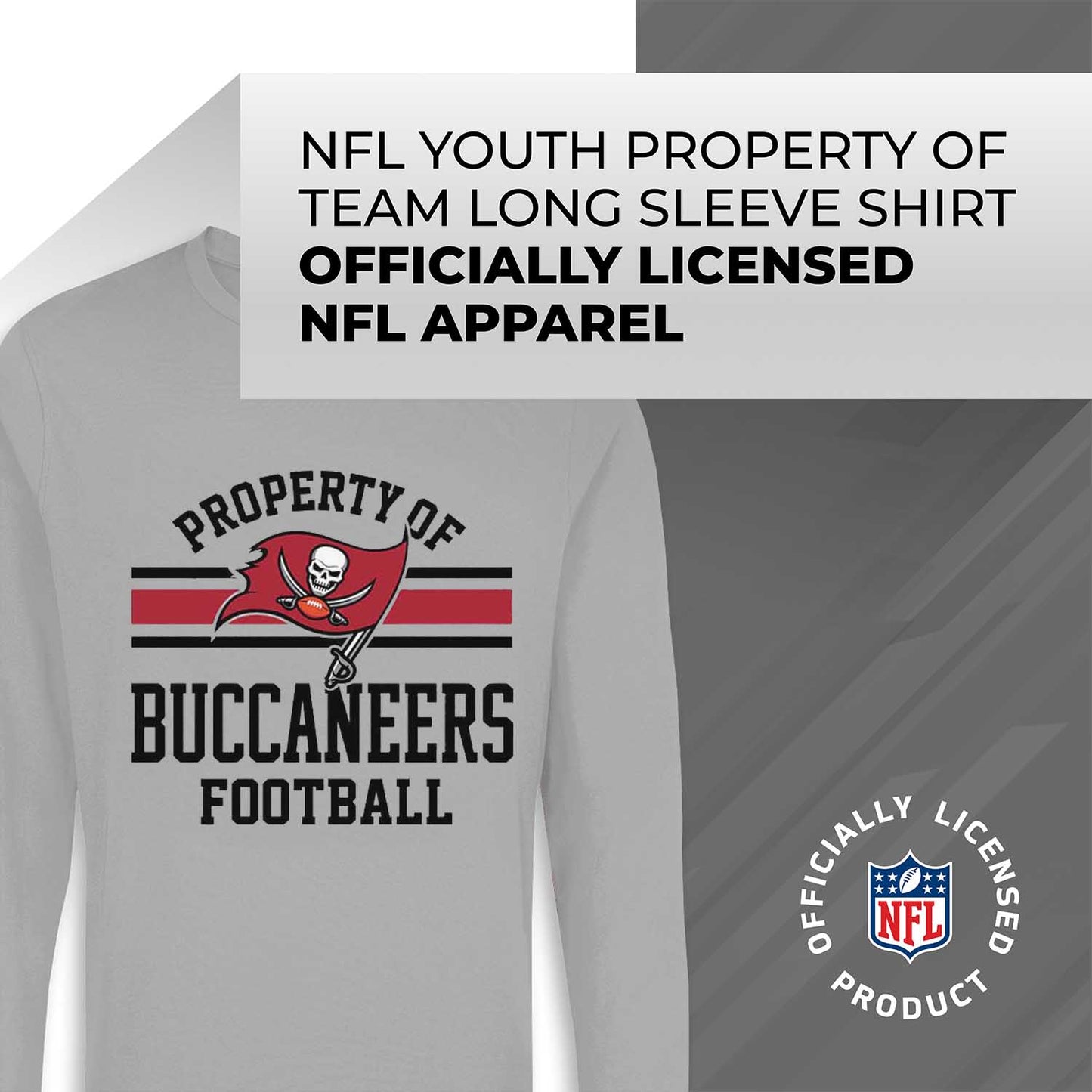 Tampa Bay Buccaneers NFL Youth Property Of Long Sleeve Lightweight T Shirt - Sport Gray