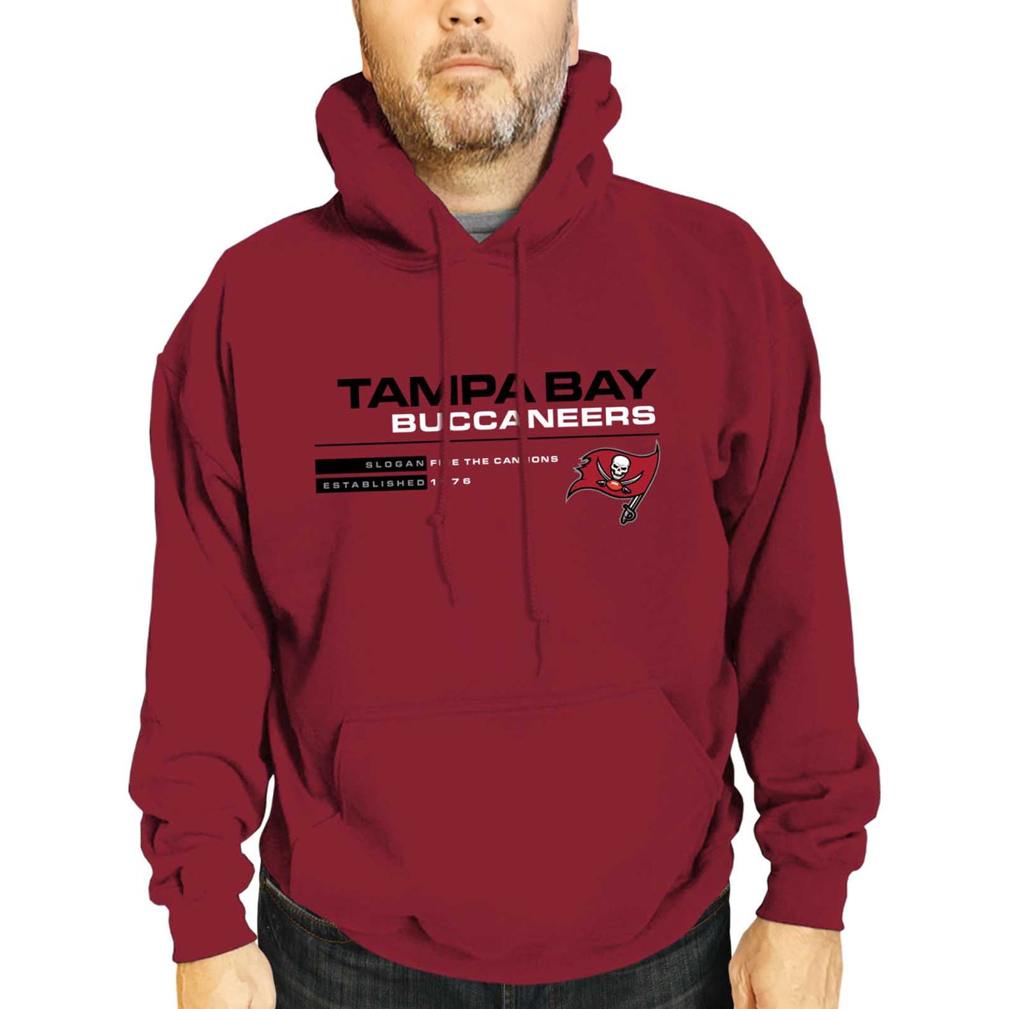 Tampa Bay Buccaneers Adult NFL Speed Stat Sheet Fleece Hooded Sweatshirt - Cardinal