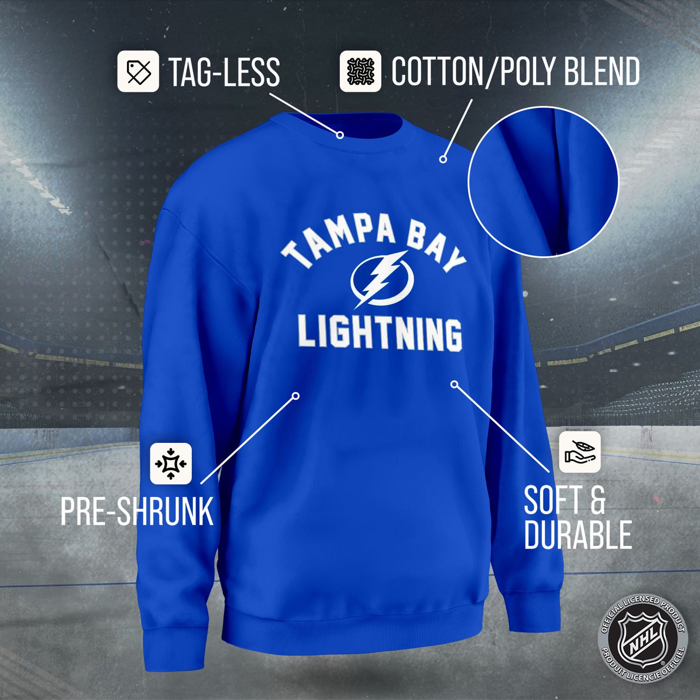 Tampa Bay Lightning Adult NHL Gameday Crewneck Sweatshirt - Royal
