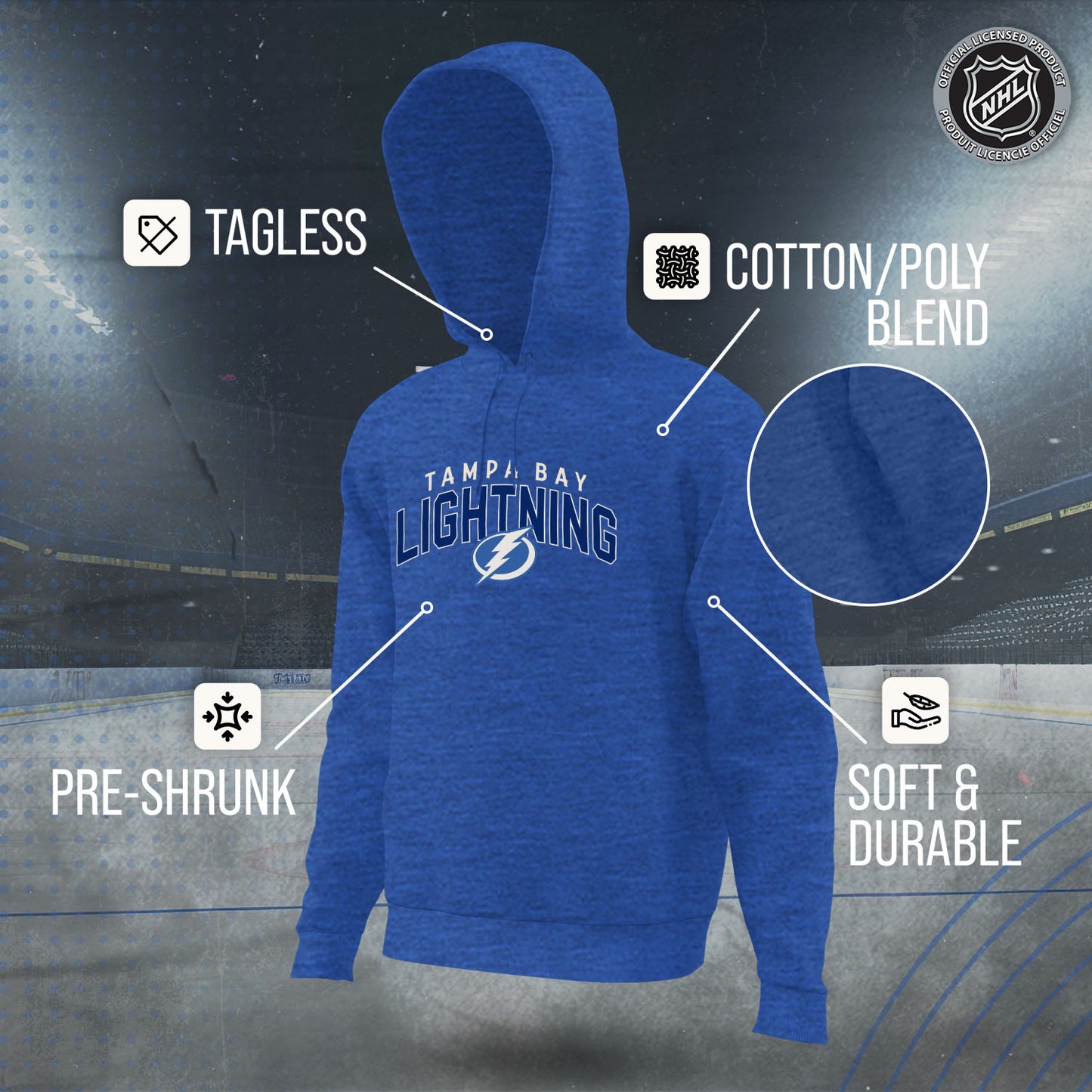Tampa Bay Lightning NHL Adult Unisex Powerplay Hooded Sweatshirt - Royal