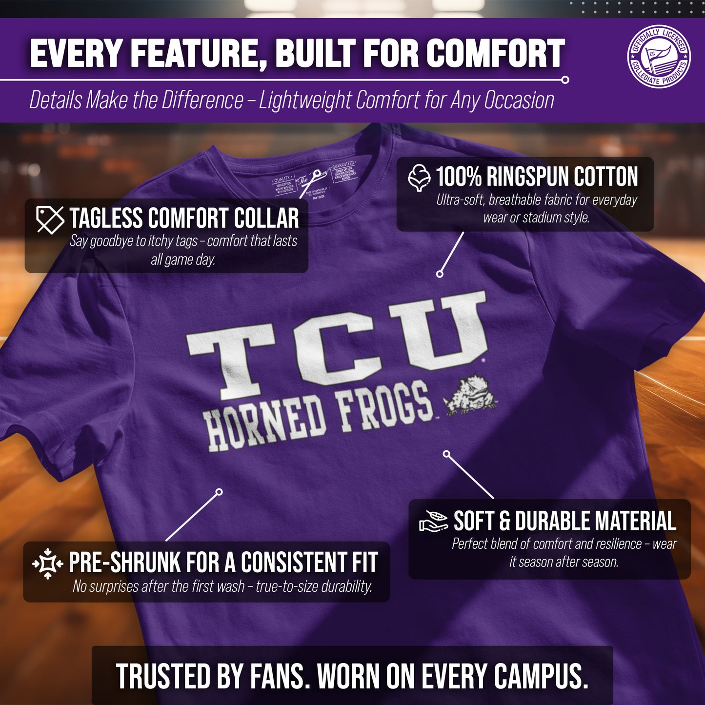 TCU Horned Frogs NCAA Adult Gameday Cotton T-Shirt - Purple