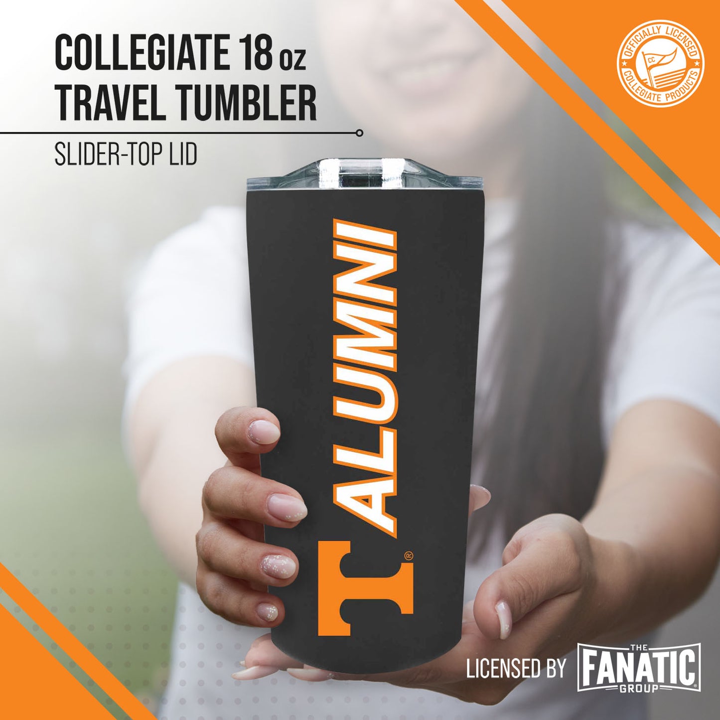 Tennessee Volunteers Collegiate Stainless Steel Travel Tumbler for Alumni - Black