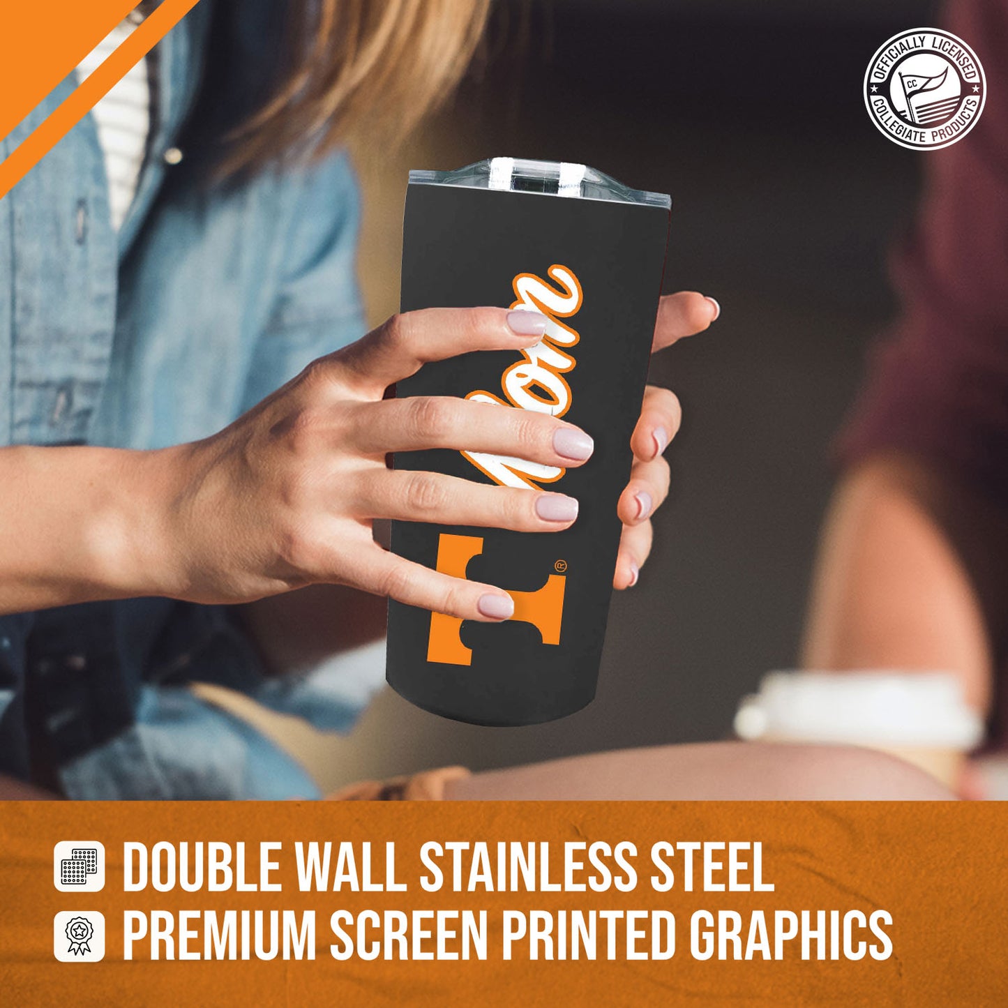 Tennessee Volunteers NCAA Stainless Steel Travel Tumbler for Mom - Black