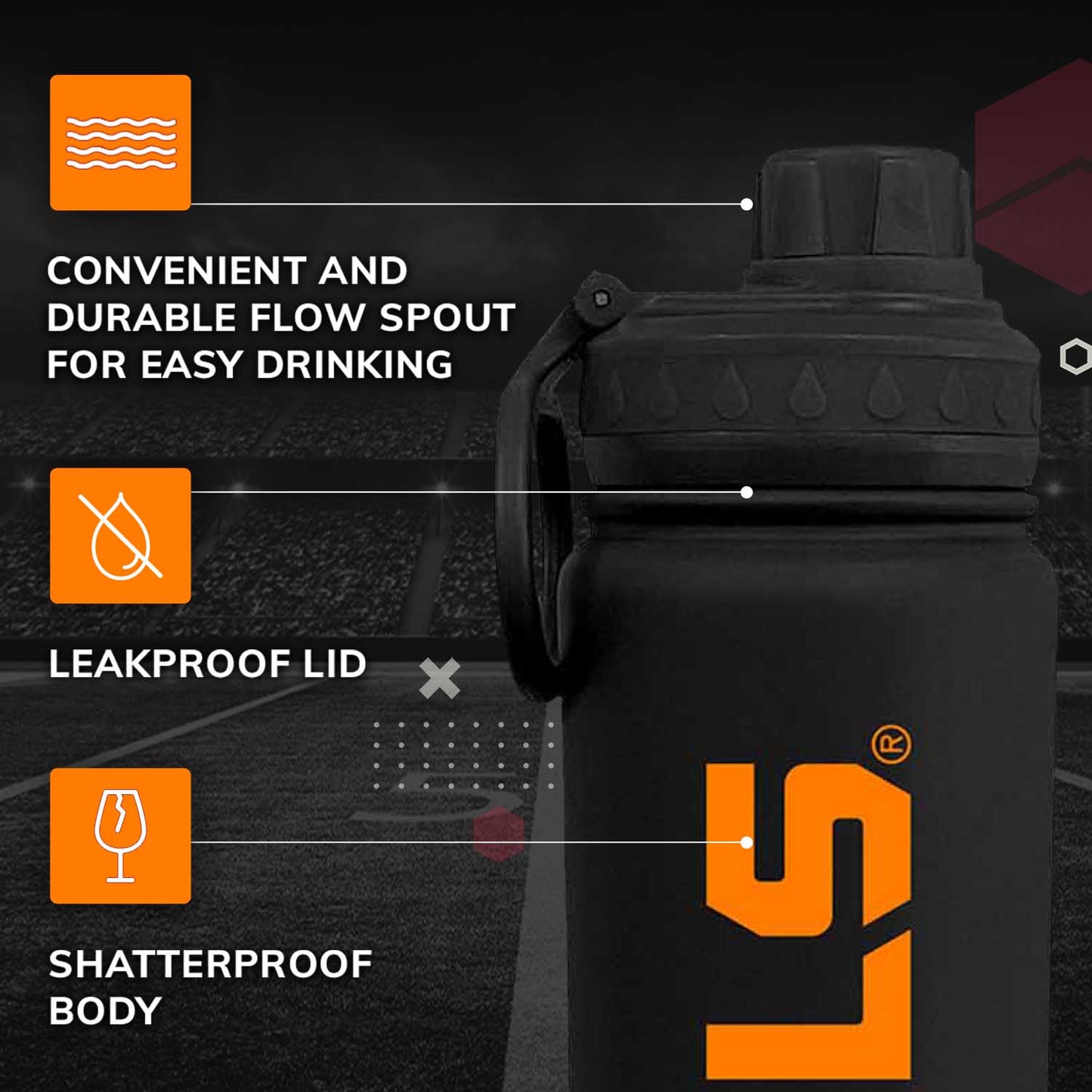 Tennessee Volunteers NCAA Stainless Steel Water Bottle - Black