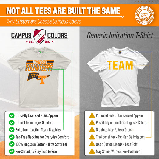 Tennessee Volunteers NCAA Adult Unisex Varsity Club Pennant T-Shirt Tag-Less - Off White