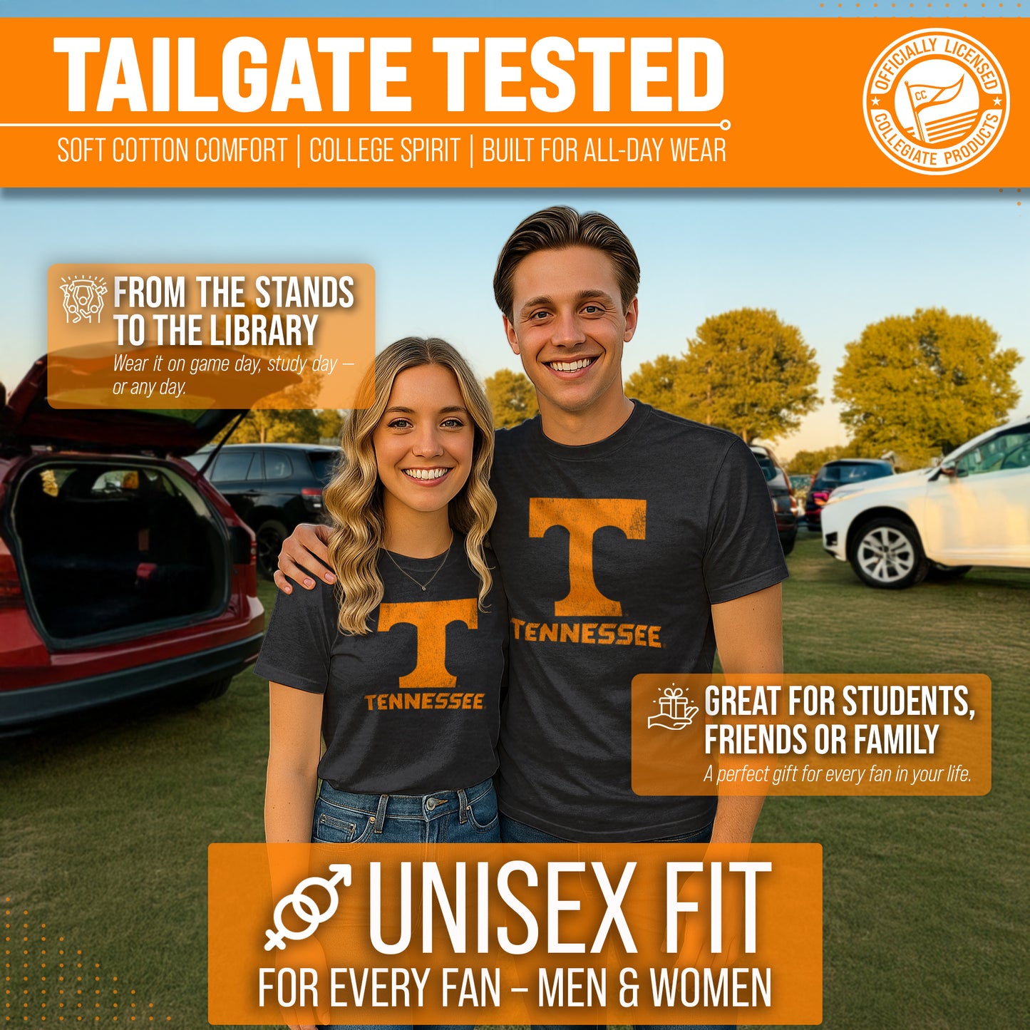 Tennessee Volunteers Adult MVP Heathered Cotton Blend T-Shirt - Black Heather