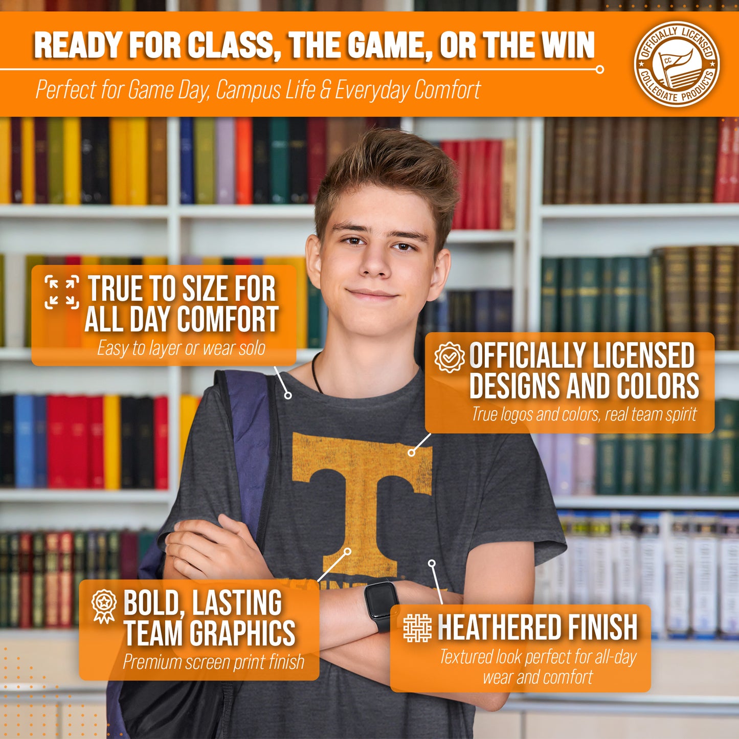 Tennessee Volunteers Adult MVP Heathered Cotton Blend T-Shirt - Black Heather