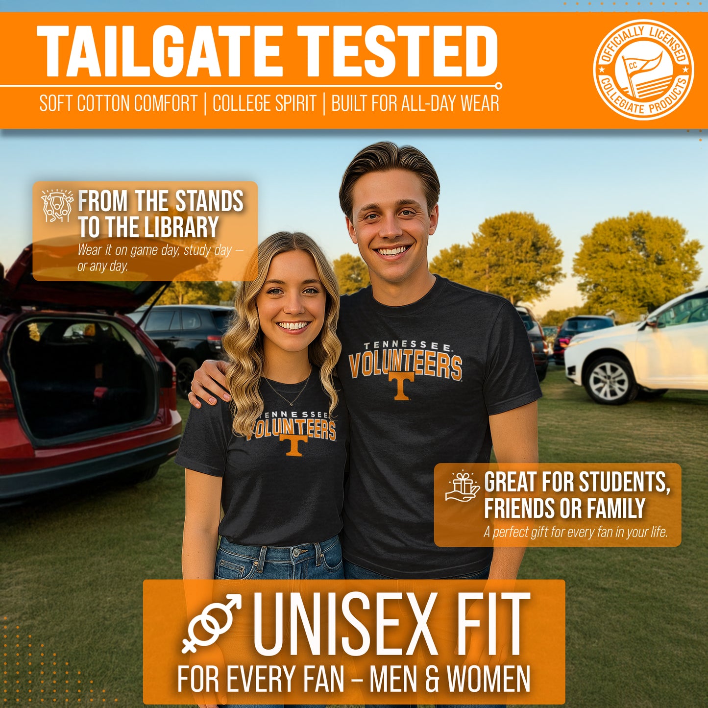 Tennessee Volunteers NCAA Adult Unisex Starting Fresh T-Shirt - Black Heather