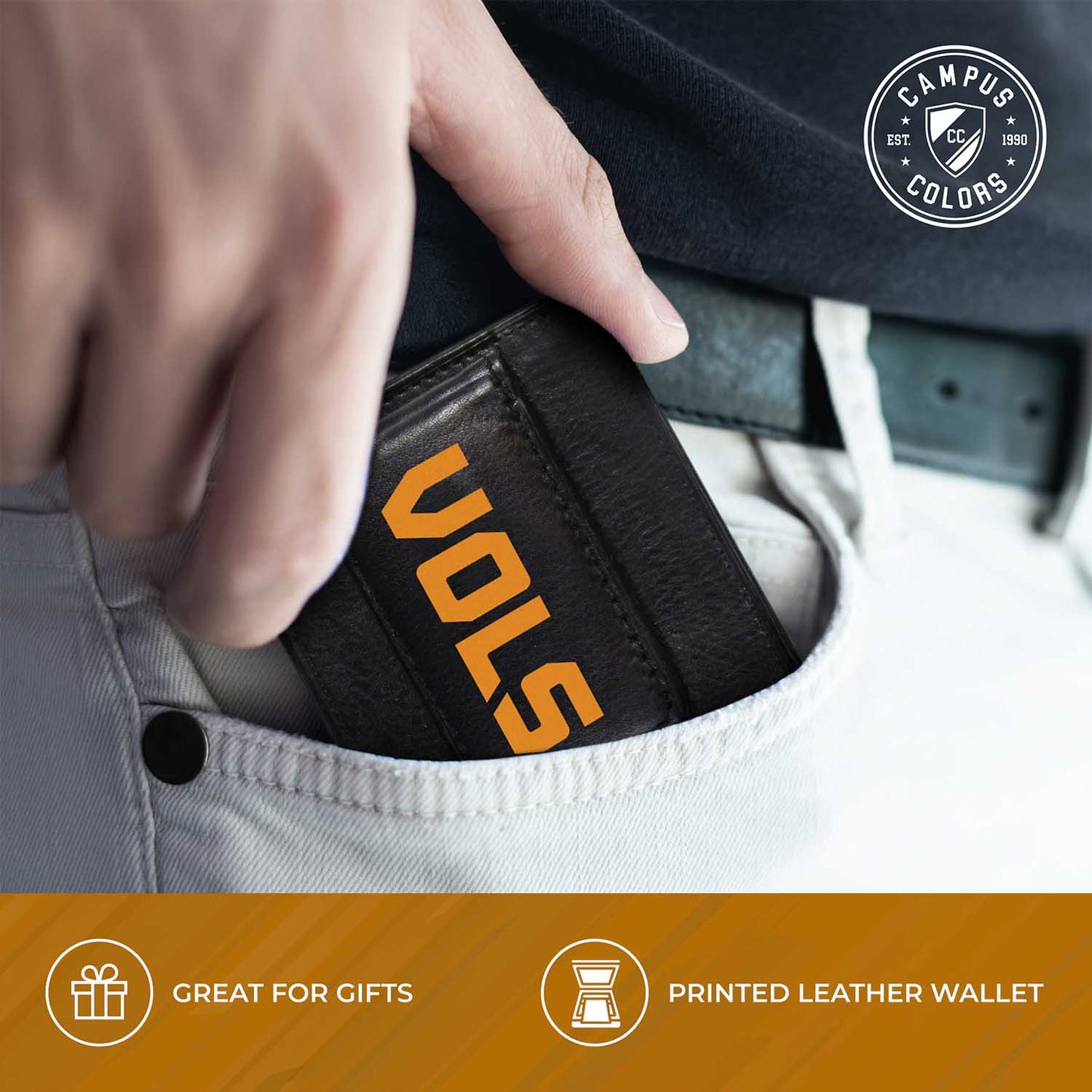 Tennessee Volunteers School Logo Leather Card/Cash Holder and Bottle Opener Keychain Bundle - Black