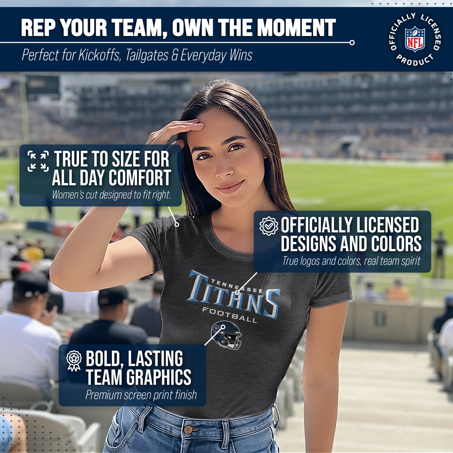 Tennessee Titans Women's NFL Football Helmet Short Sleeve Tagless T-Shirt - Charcoal
