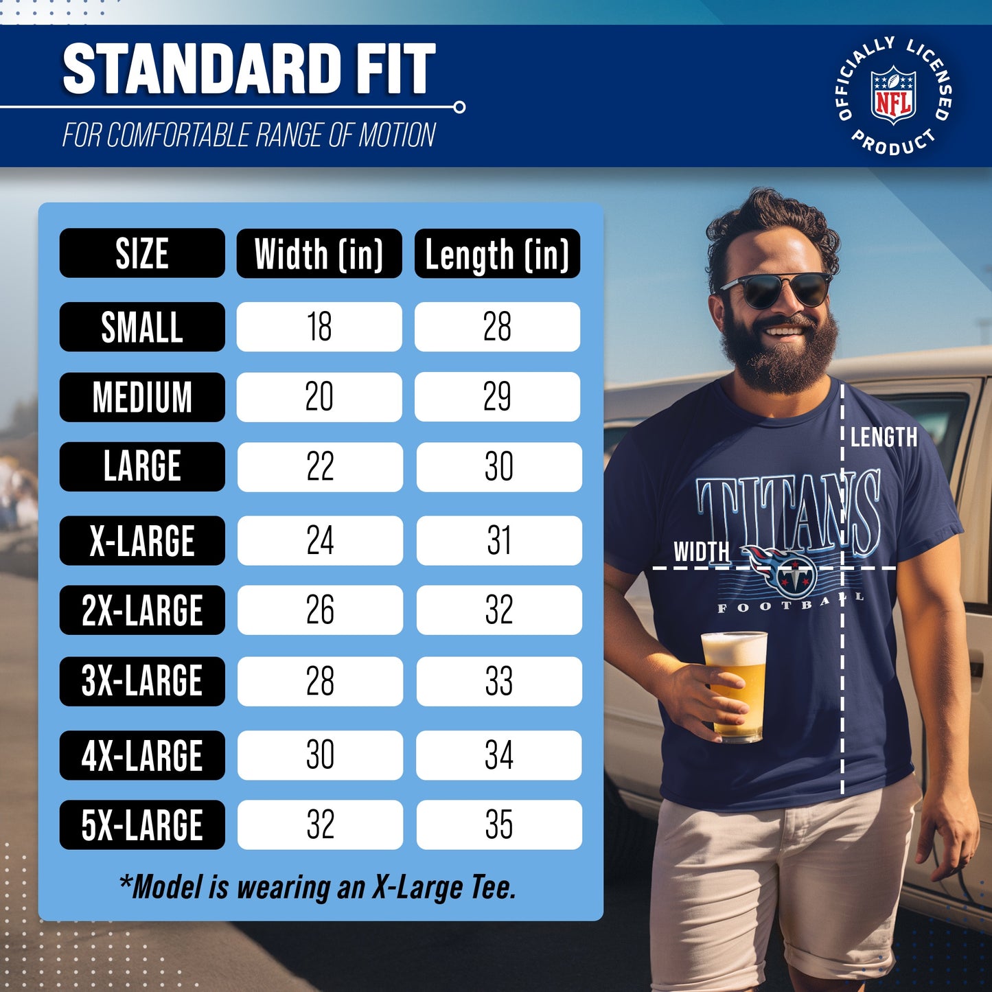 Tennessee Titans NFL Adult Overtime Blueprint Tag-Less T-Shirt - Navy