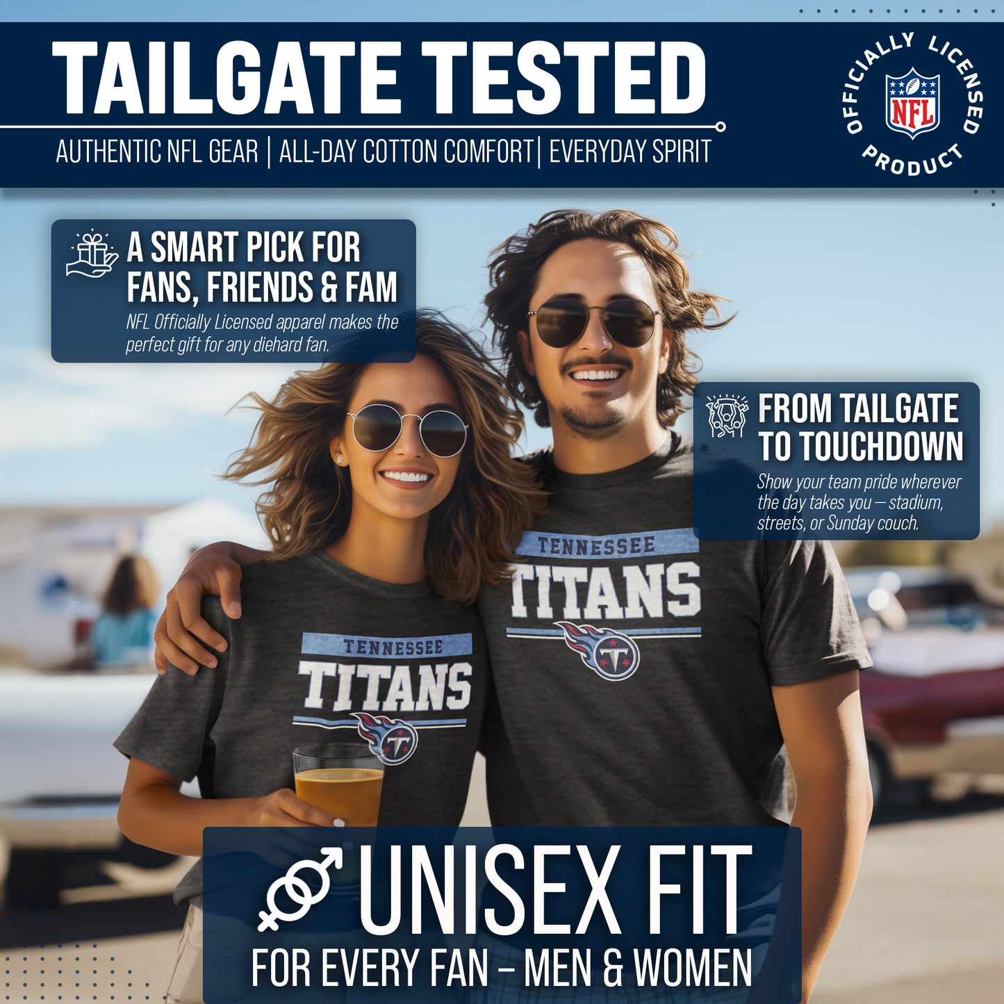 Tennessee Titans NFL Adult Team Block Tagless T-Shirt - Charcoal