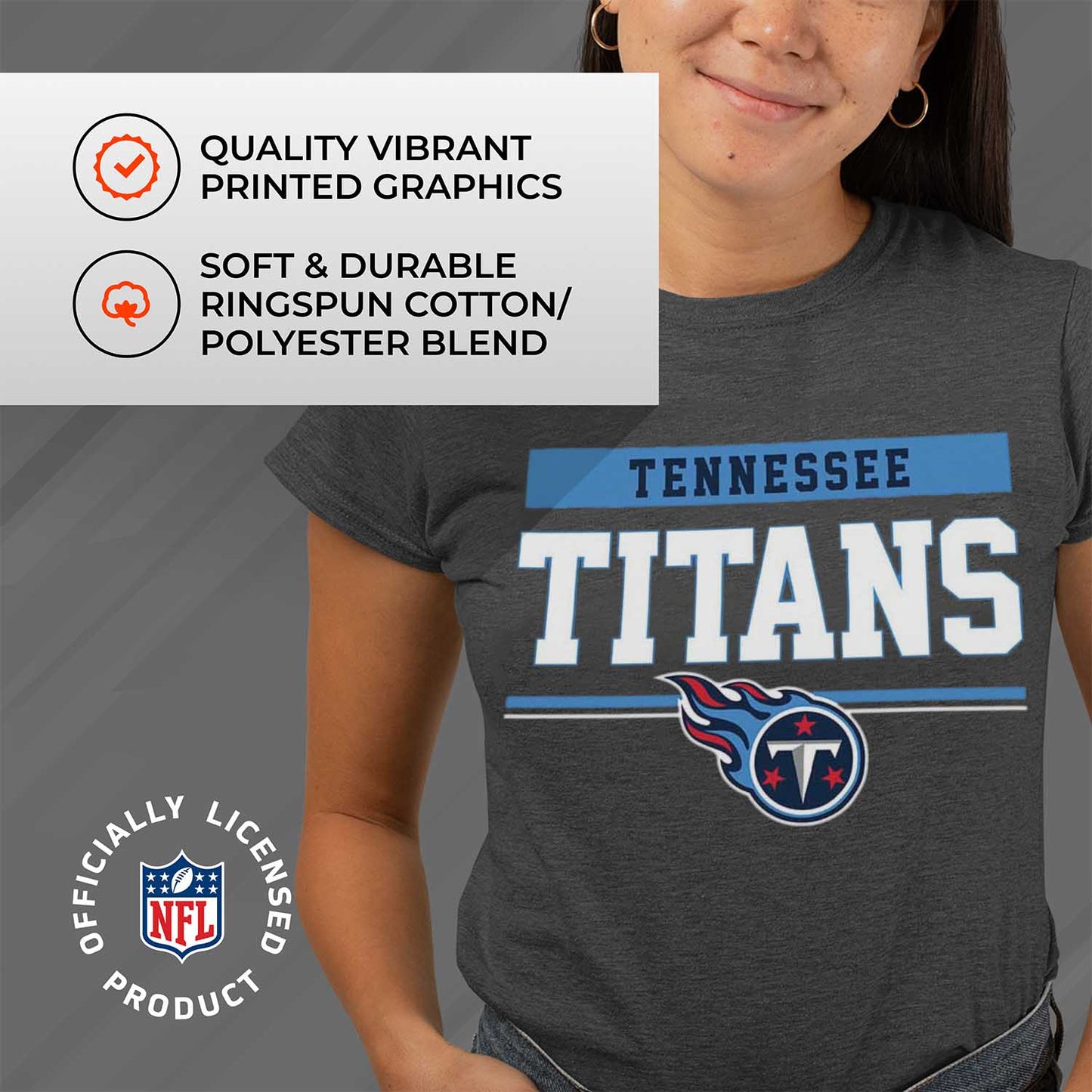 Tennessee Titans NFL Women's Team Block Charcoal Tagless T-Shirt - Charcoal