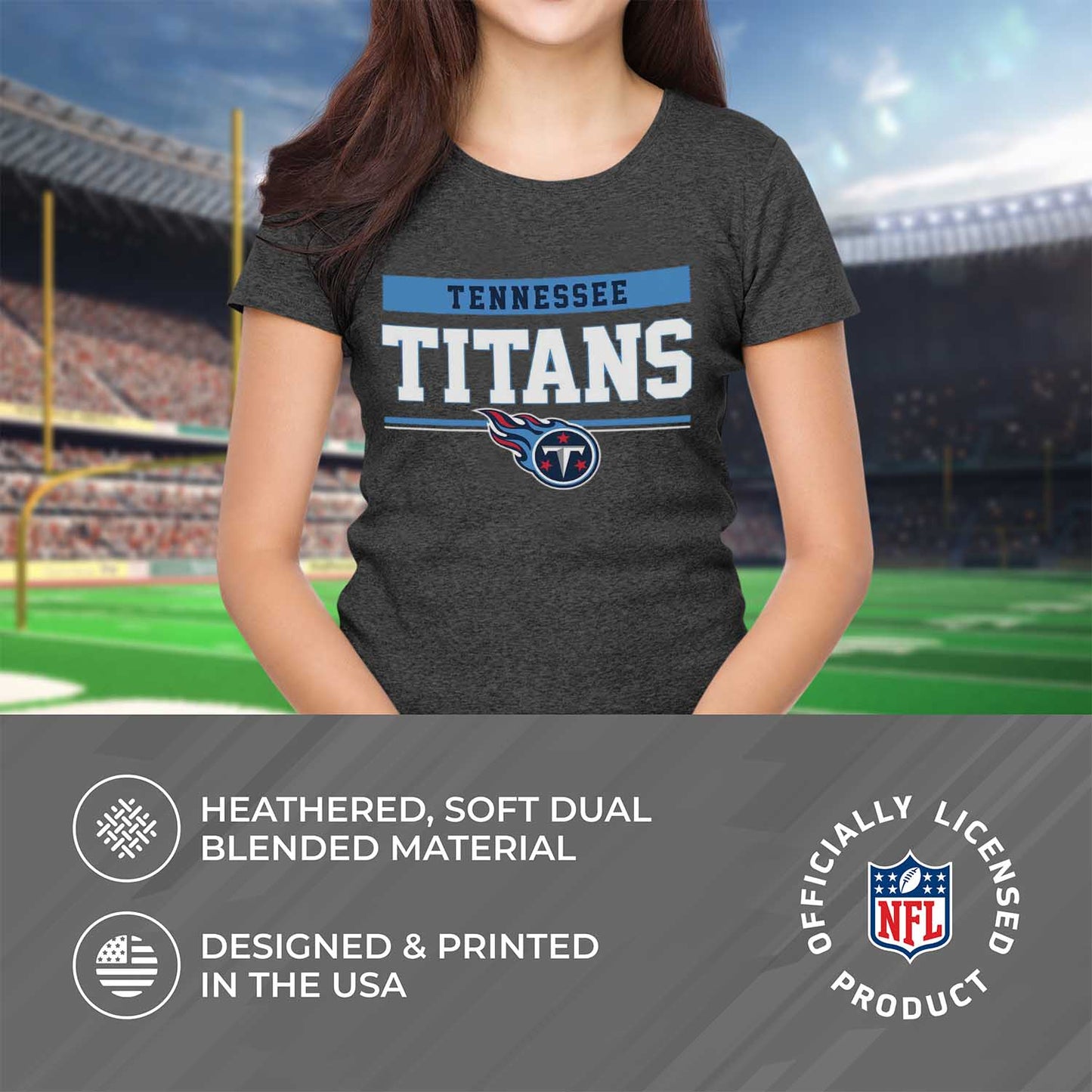 Tennessee Titans NFL Women's Team Block Charcoal Tagless T-Shirt - Charcoal