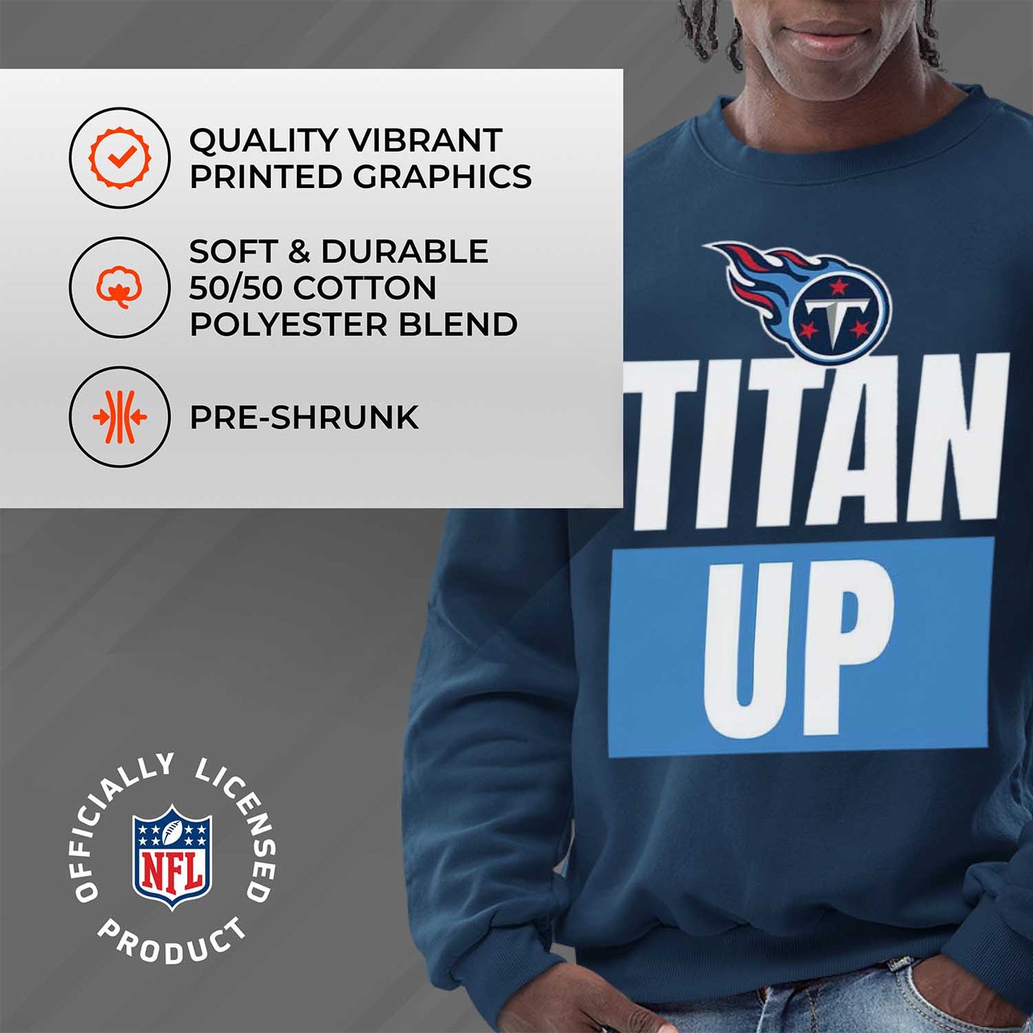 Tennessee Titans NFL Adult Slogan Crewneck Sweatshirt - Navy