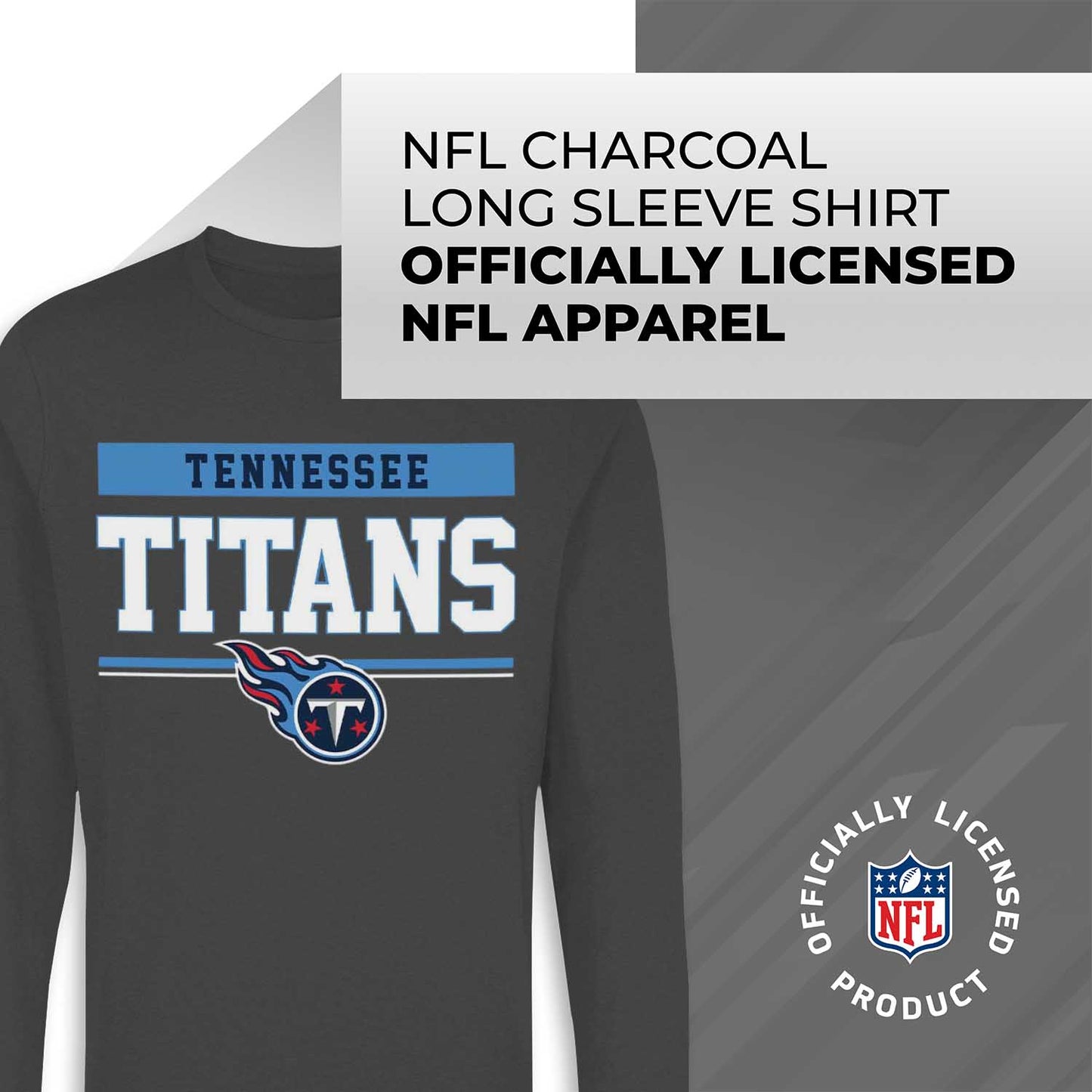 Tennessee Titans NFL Adult Charcoal Long Sleeve T Shirt - Charcoal