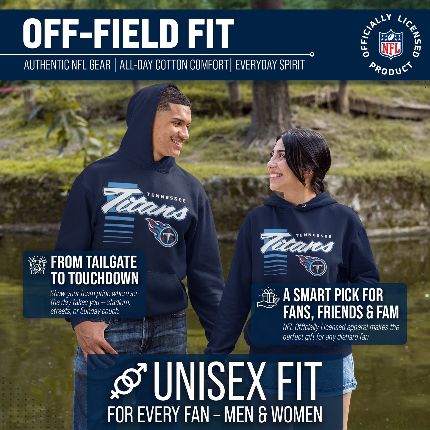 Tennessee Titans NFL Adult Unisex Retro Script Ultra Soft Fleece Hooded Sweatshirt - Navy