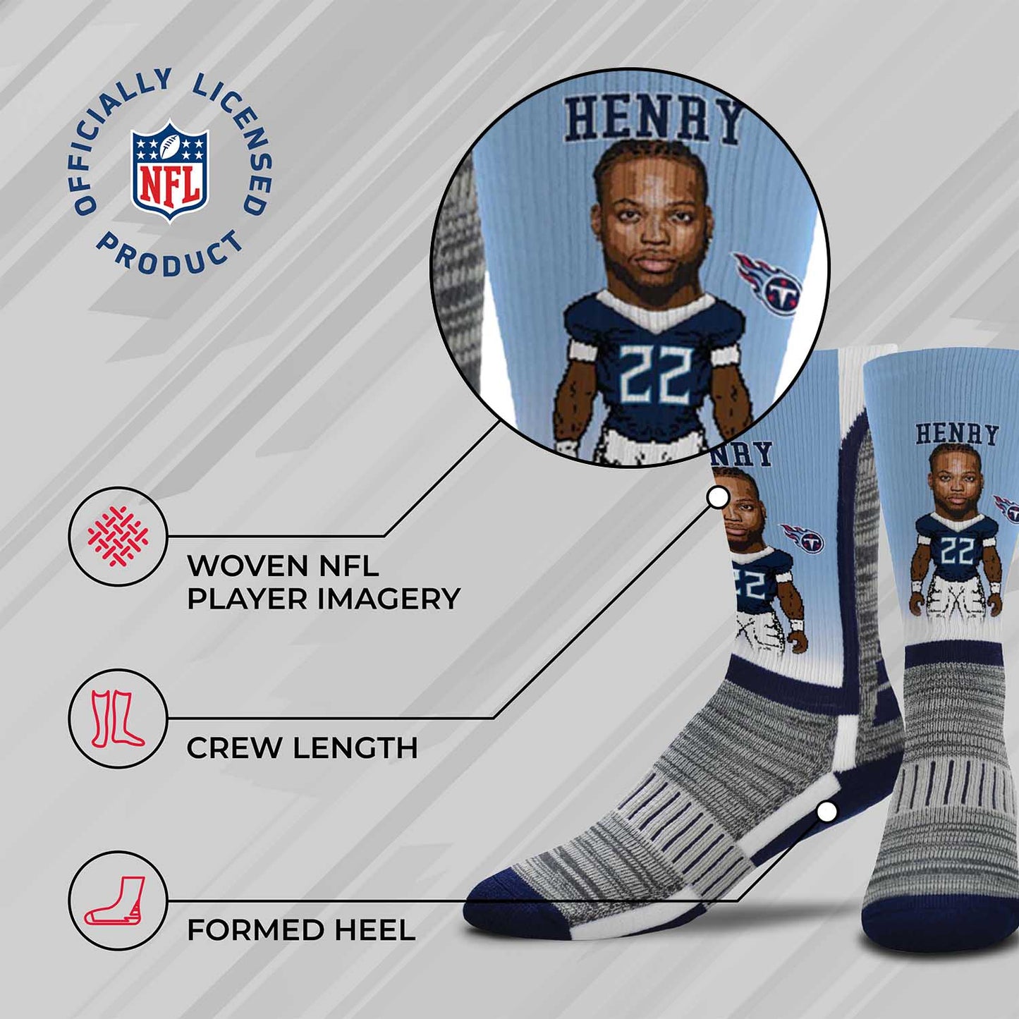 Tennessee Titans NFL Adult V Curve MVP Player Crew Socks - Light Blue #22
