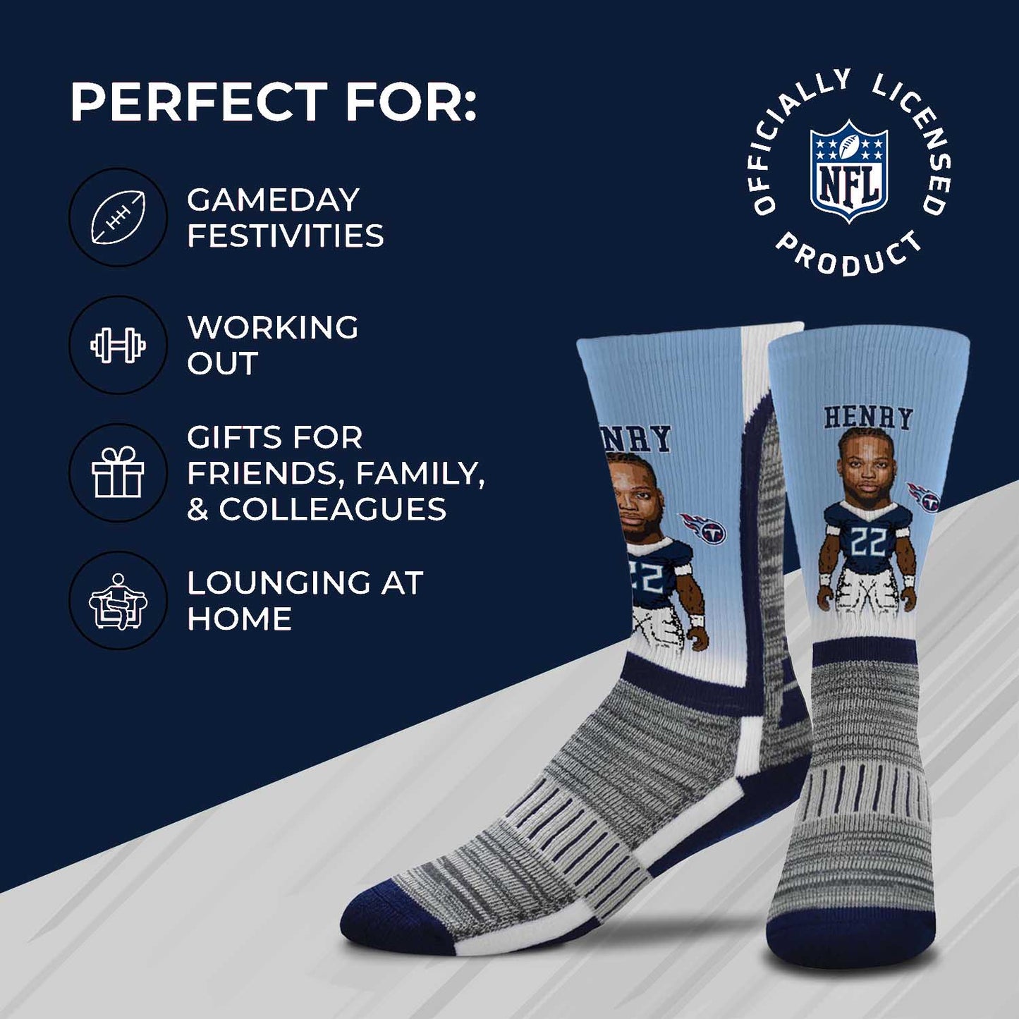 Tennessee Titans NFL Adult V Curve MVP Player Crew Socks - Light Blue #22