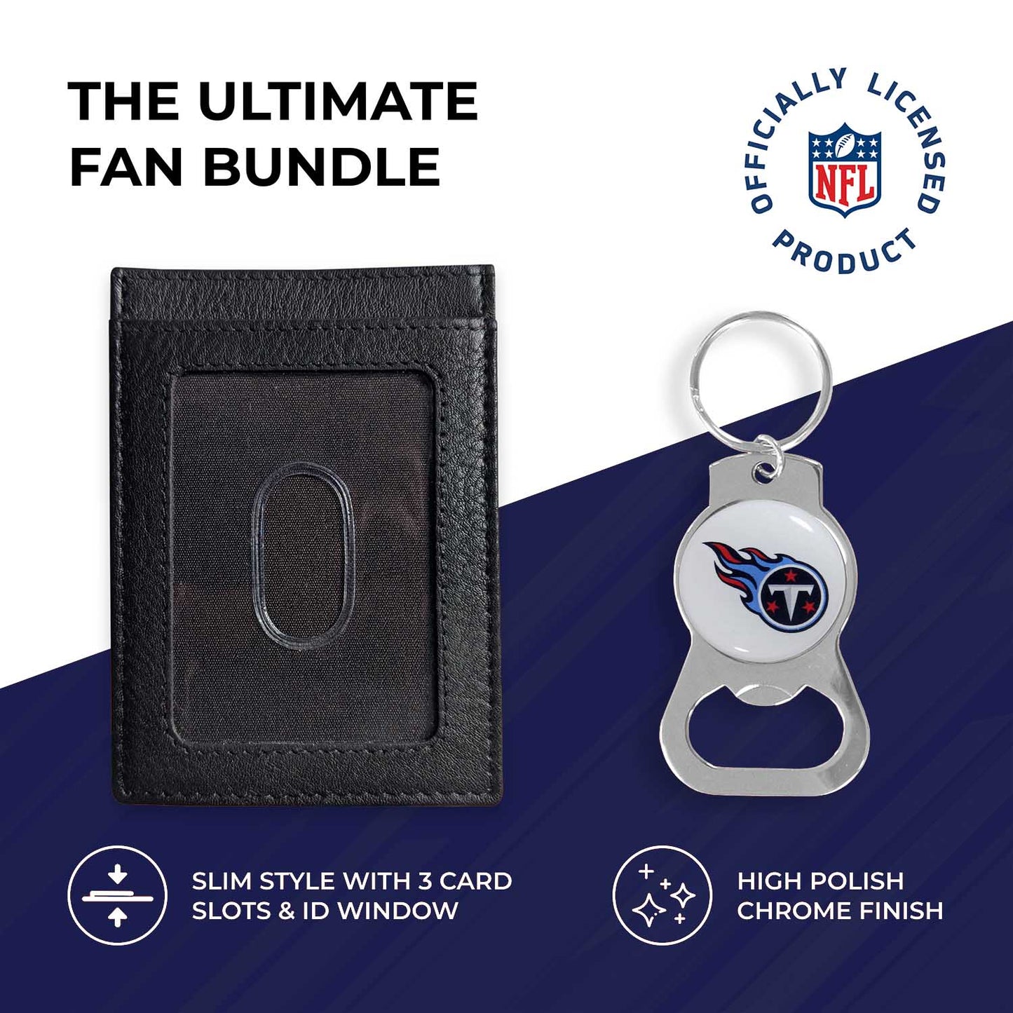 Tennessee Titans NFL Bottle Opener Keychain Bundle - Black