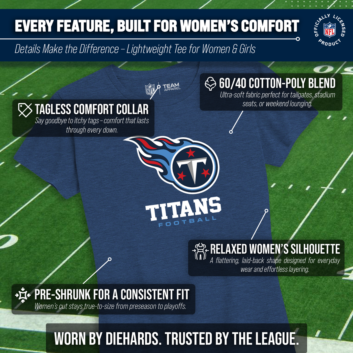Tennessee Titans Women's NFL Ultimate Fan Logo Short Sleeve T-Shirt - Navy