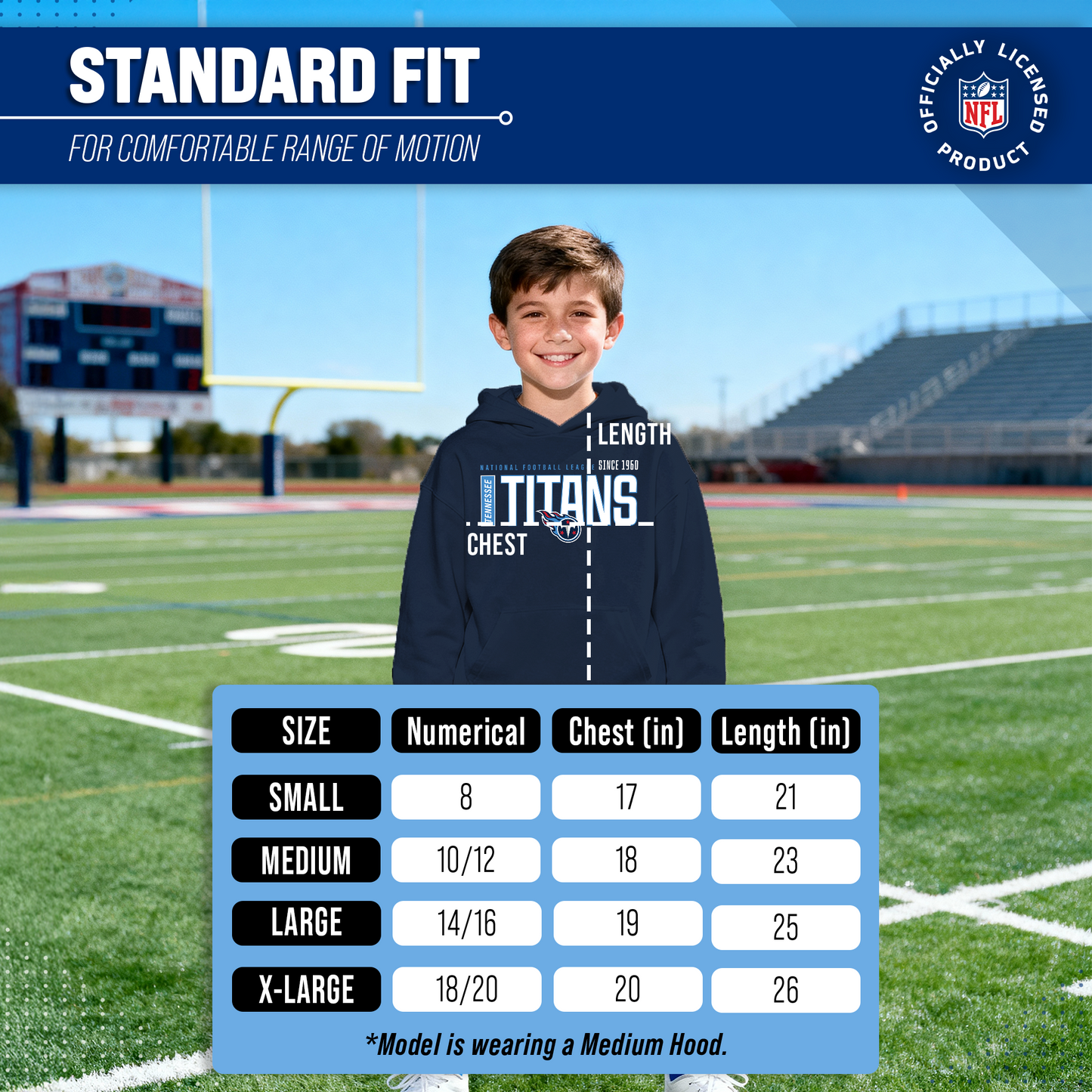 Tennessee Titans NFL Youth Modern Endzone Football Fleece Hooded Sweatshirt - Navy