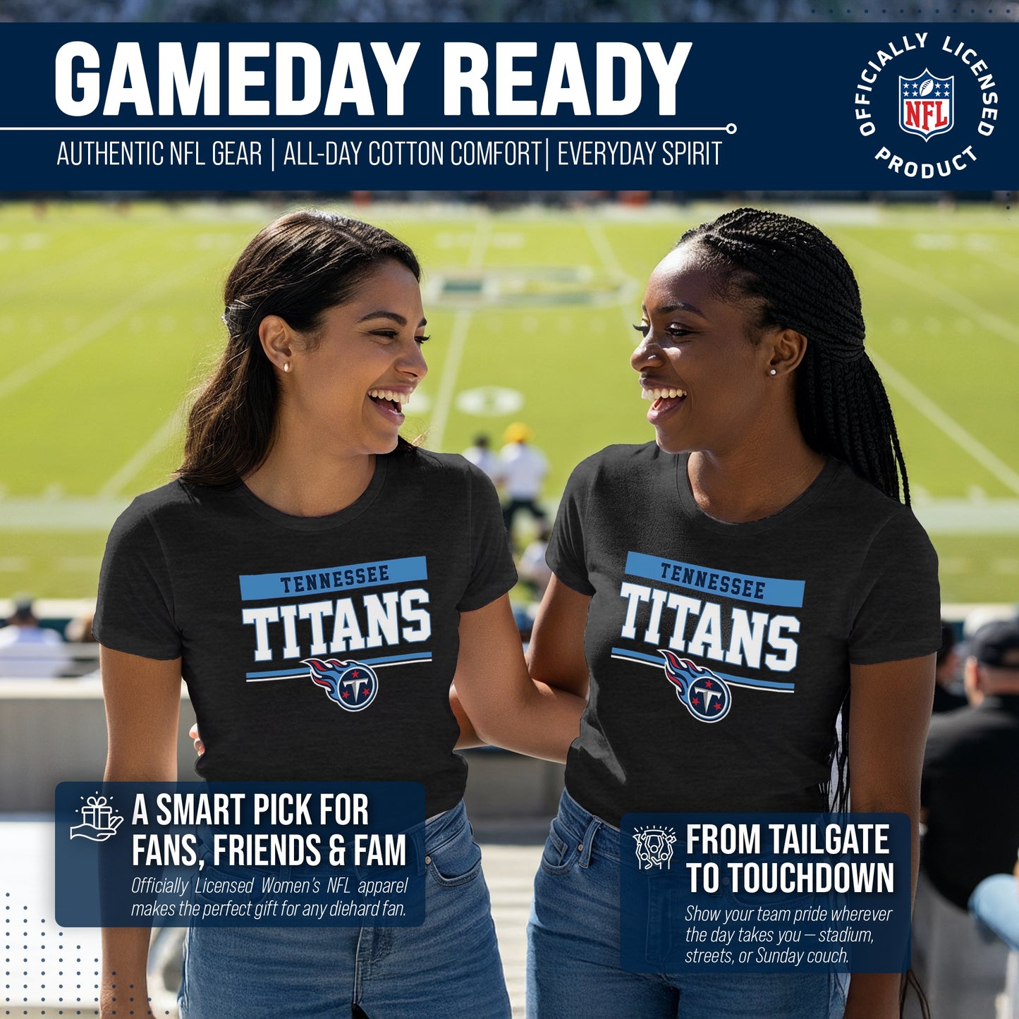 Tennessee Titans NFL Women's Team Block Charcoal Tagless T-Shirt - Charcoal